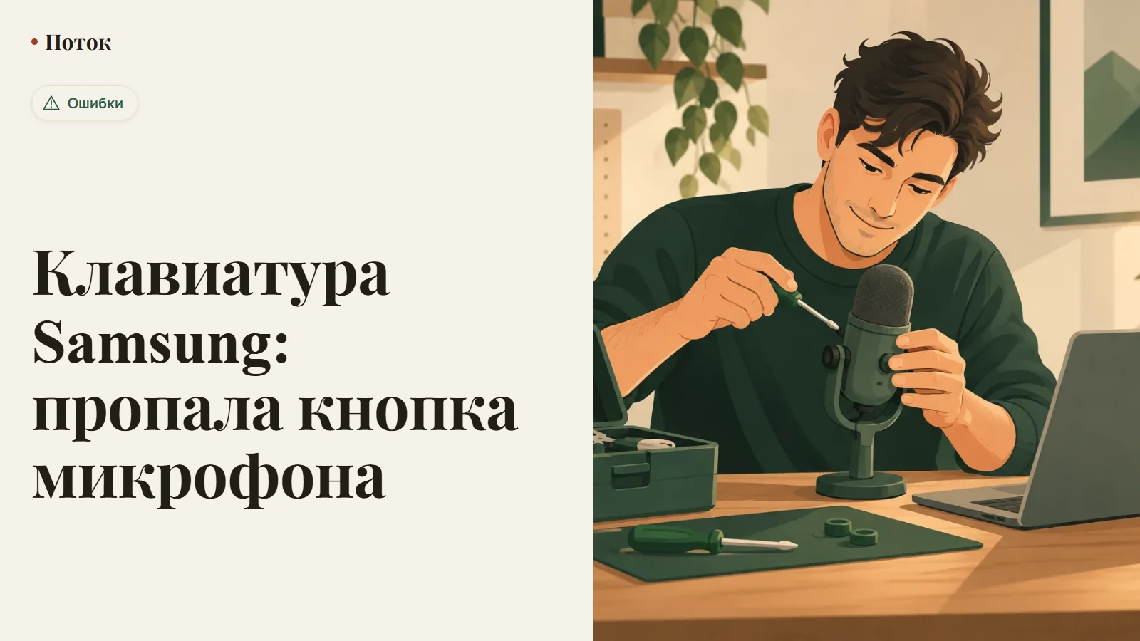 Клавиатура Samsung: пропала кнопка микрофона