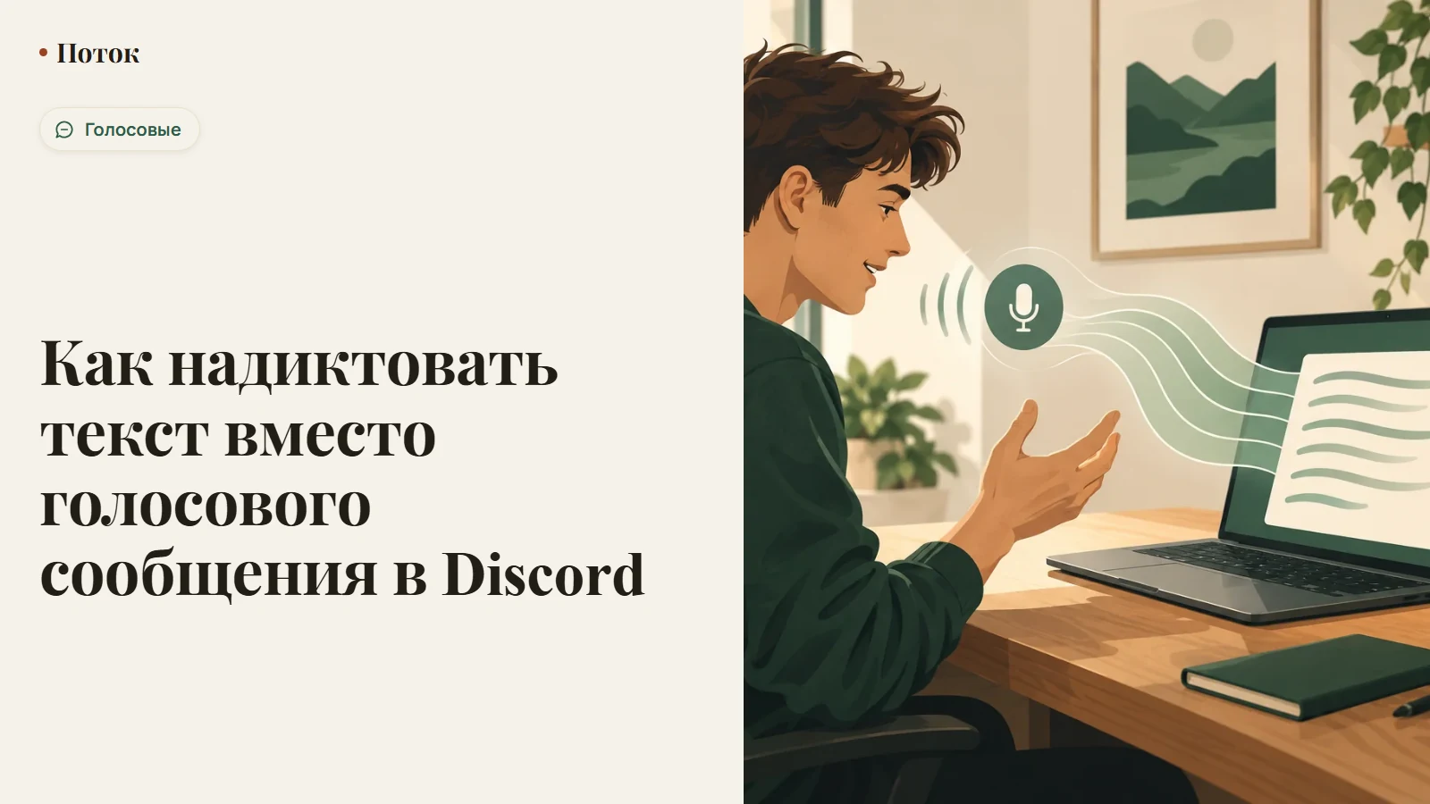 Как надиктовать текст вместо голосового сообщения в Discord
