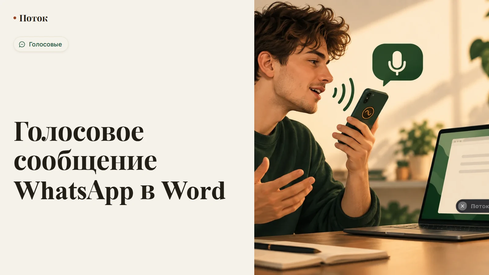 Голосовое сообщение WhatsApp в Word