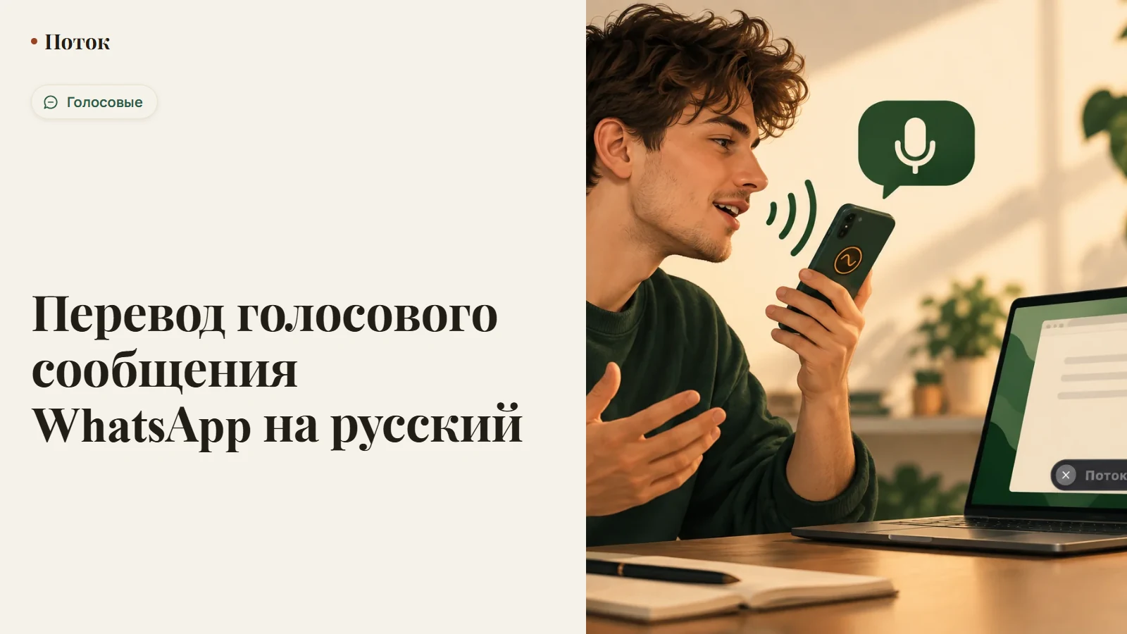 Перевод голосового сообщения WhatsApp на русский