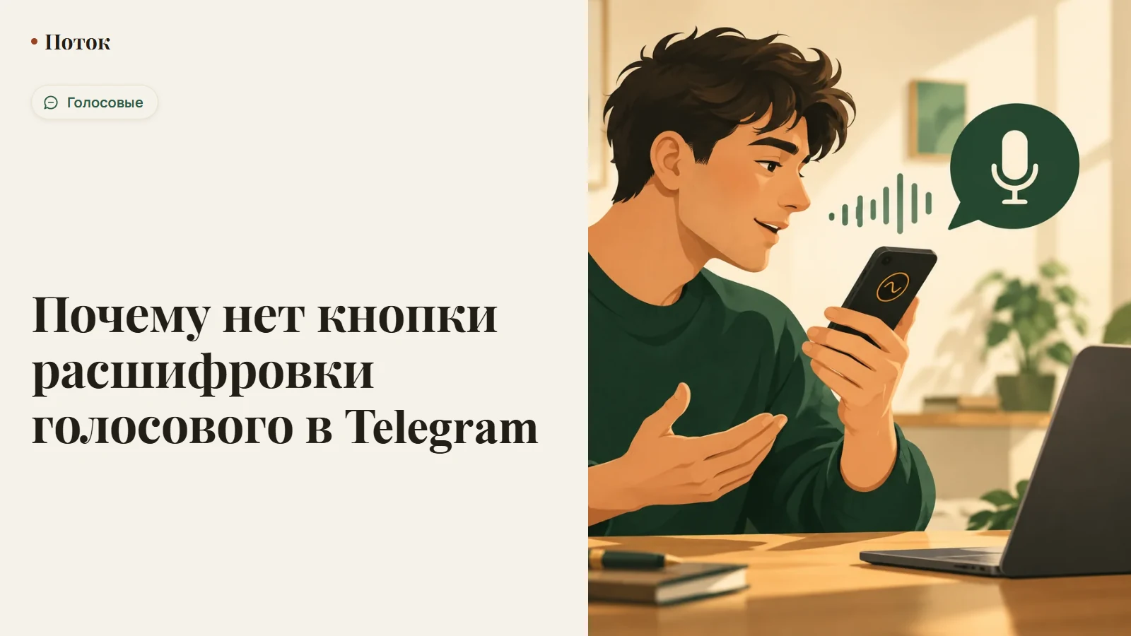 Почему нет кнопки расшифровки голосового в Telegram