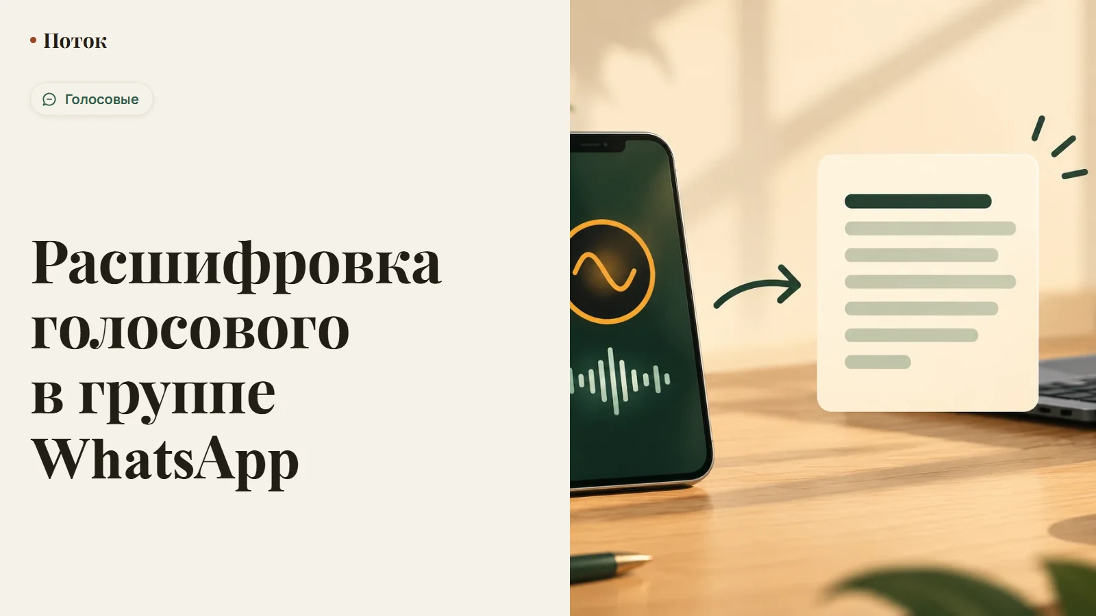 Расшифровка голосового в группе WhatsApp