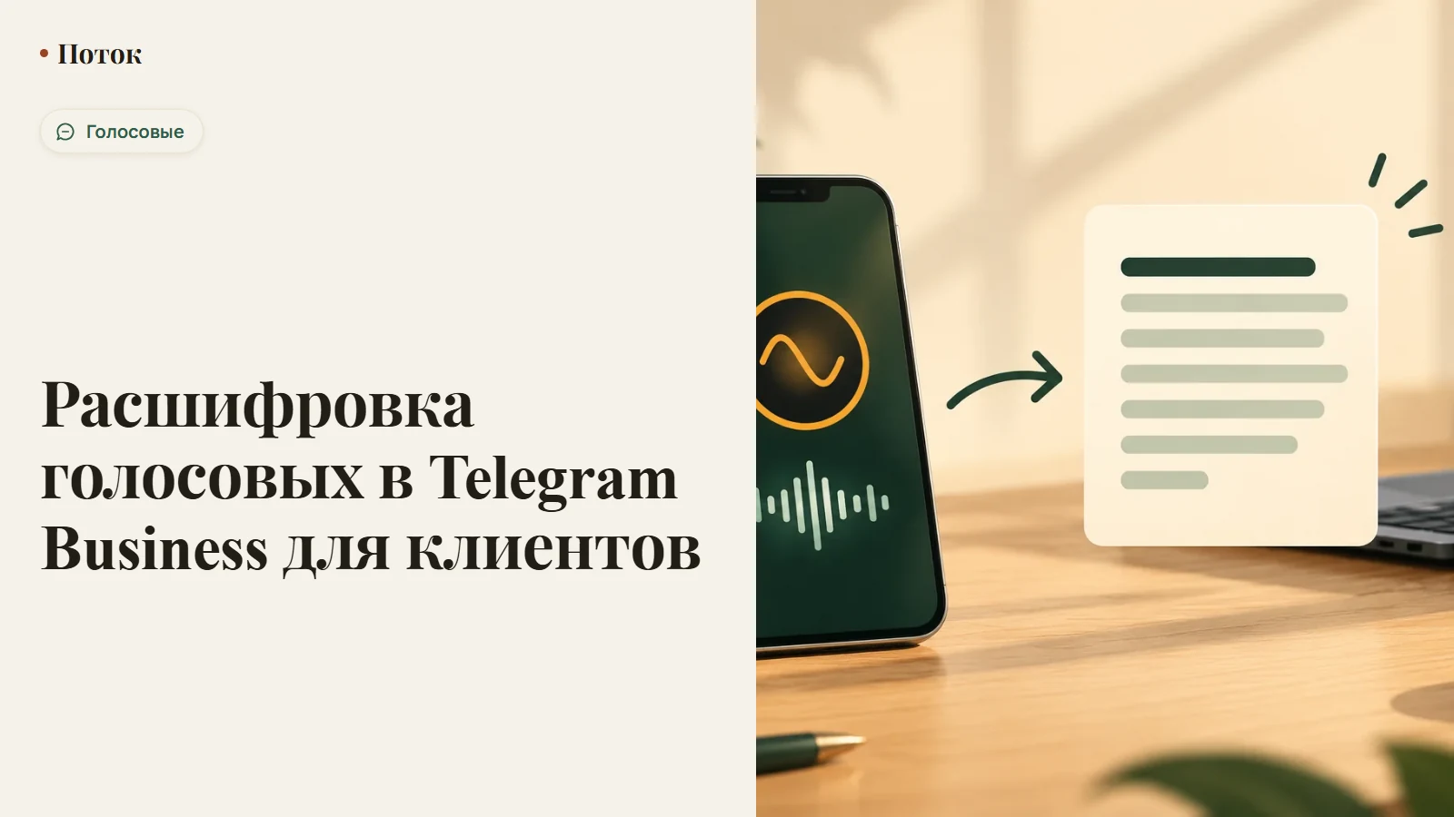 Расшифровка голосовых в Telegram Business для клиентов