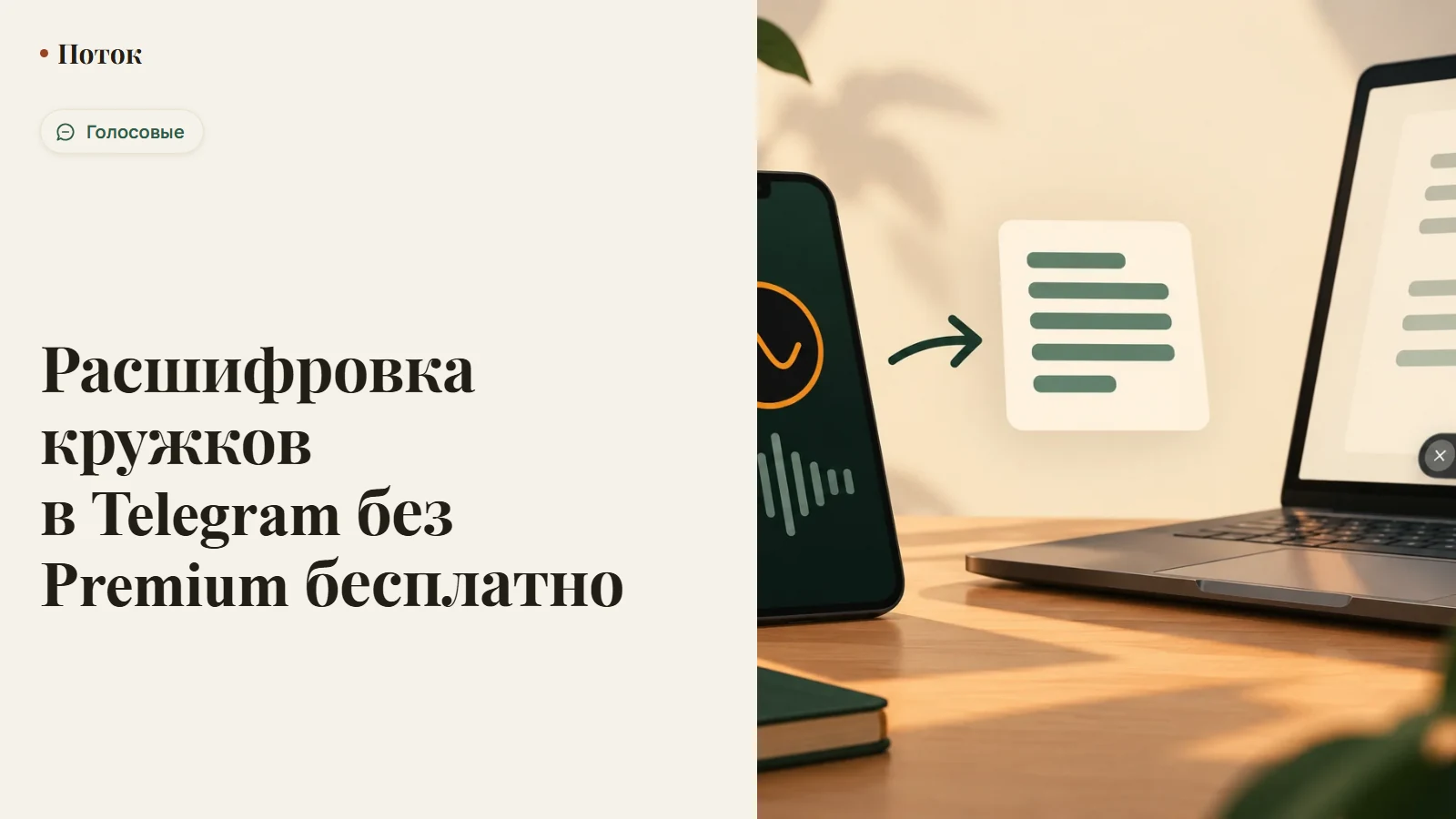 Расшифровка кружков в Telegram без Premium бесплатно