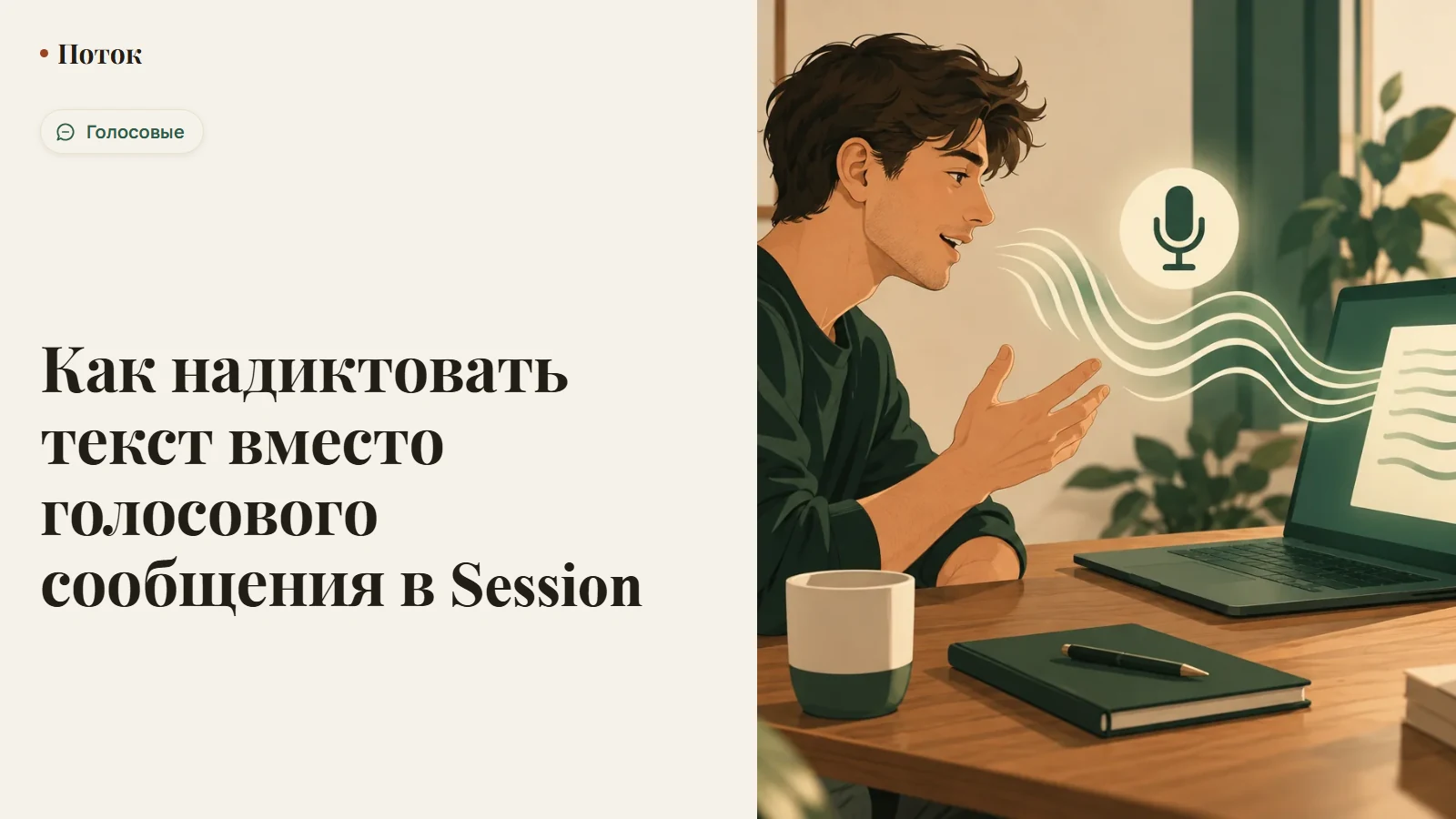 Как надиктовать текст вместо голосового сообщения в Session