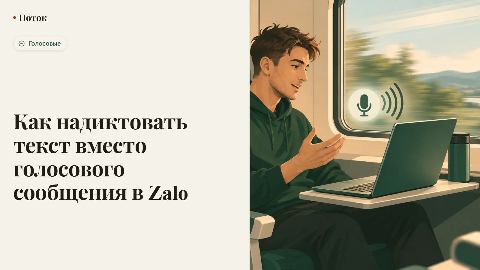 Как надиктовать текст вместо голосового сообщения в Zalo