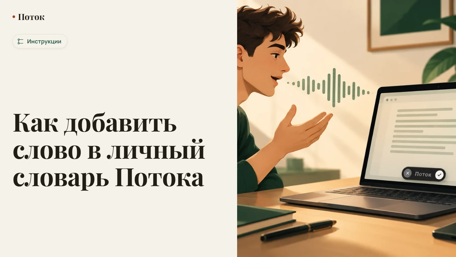 Как добавить слово в личный словарь Потока
