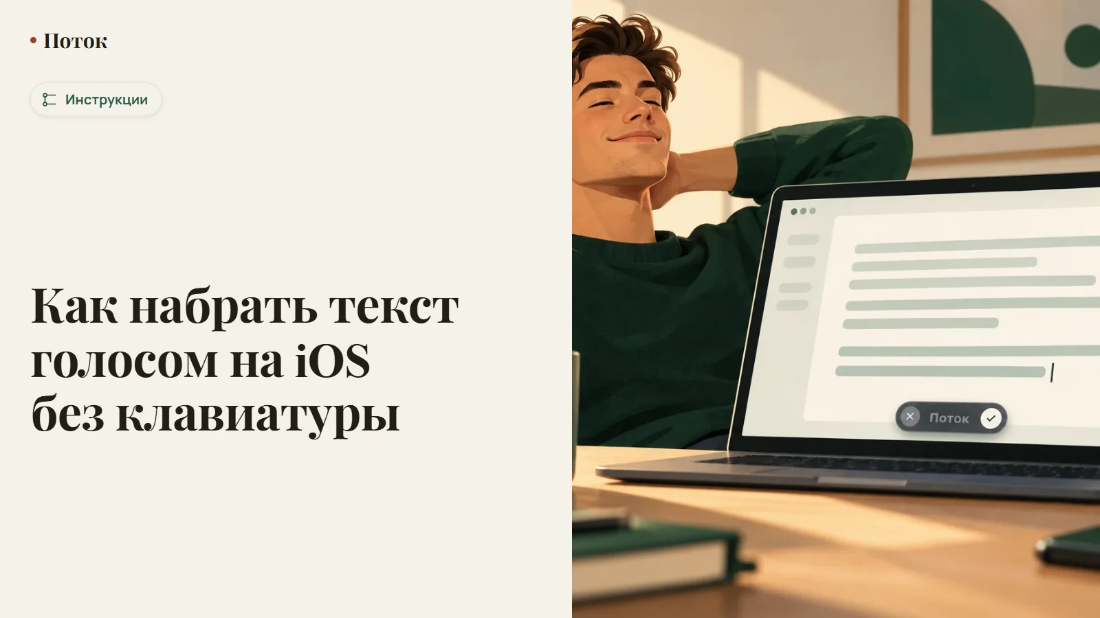 Как набрать текст голосом на iOS без клавиатуры