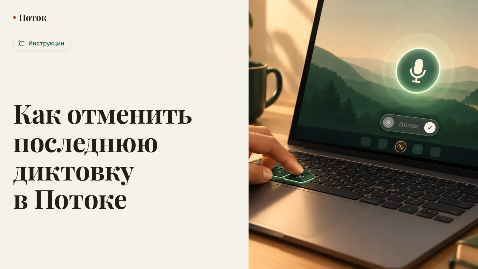 Как отменить последнюю диктовку в Потоке