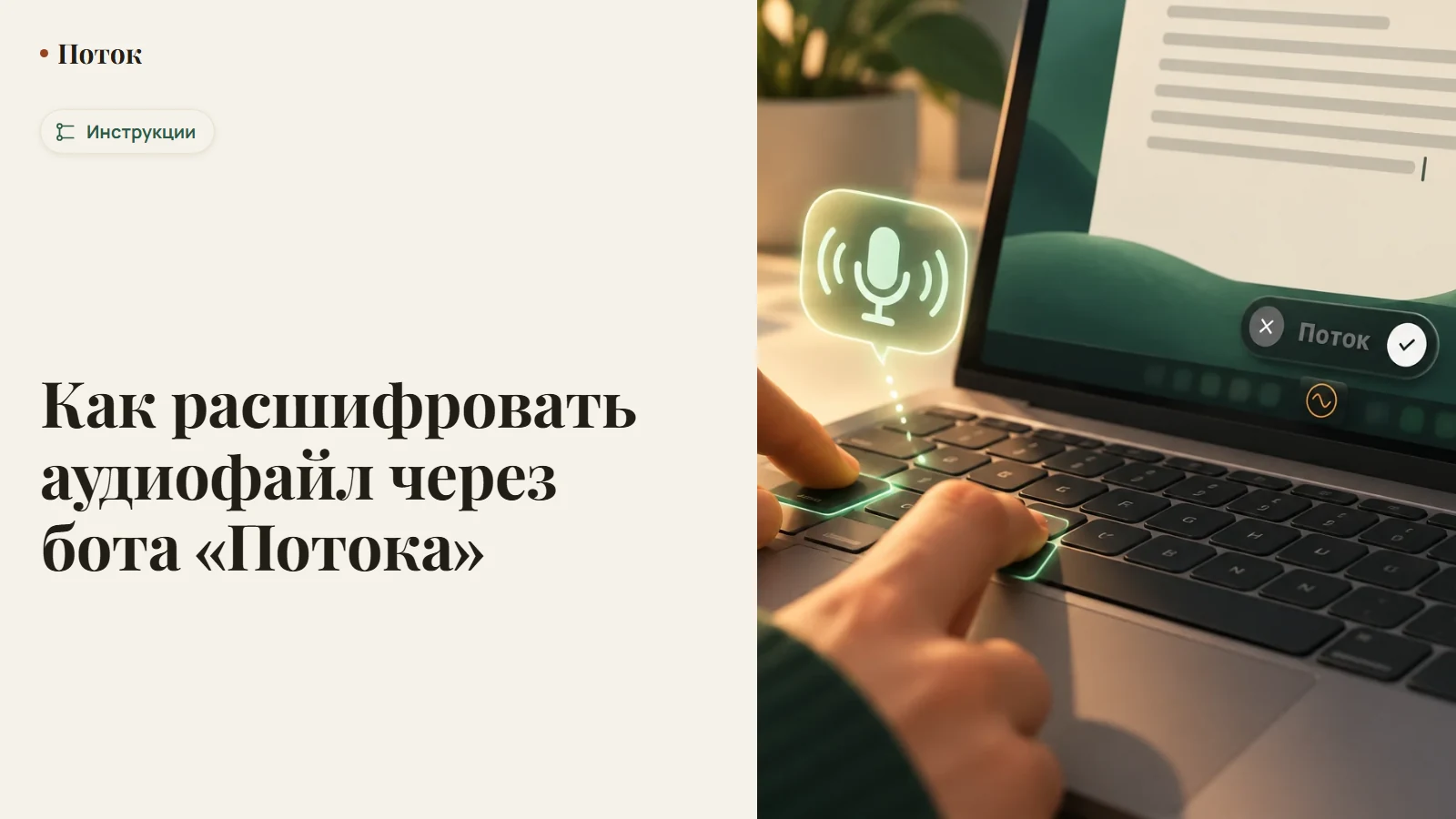Как расшифровать аудиофайл через бота «Потока»