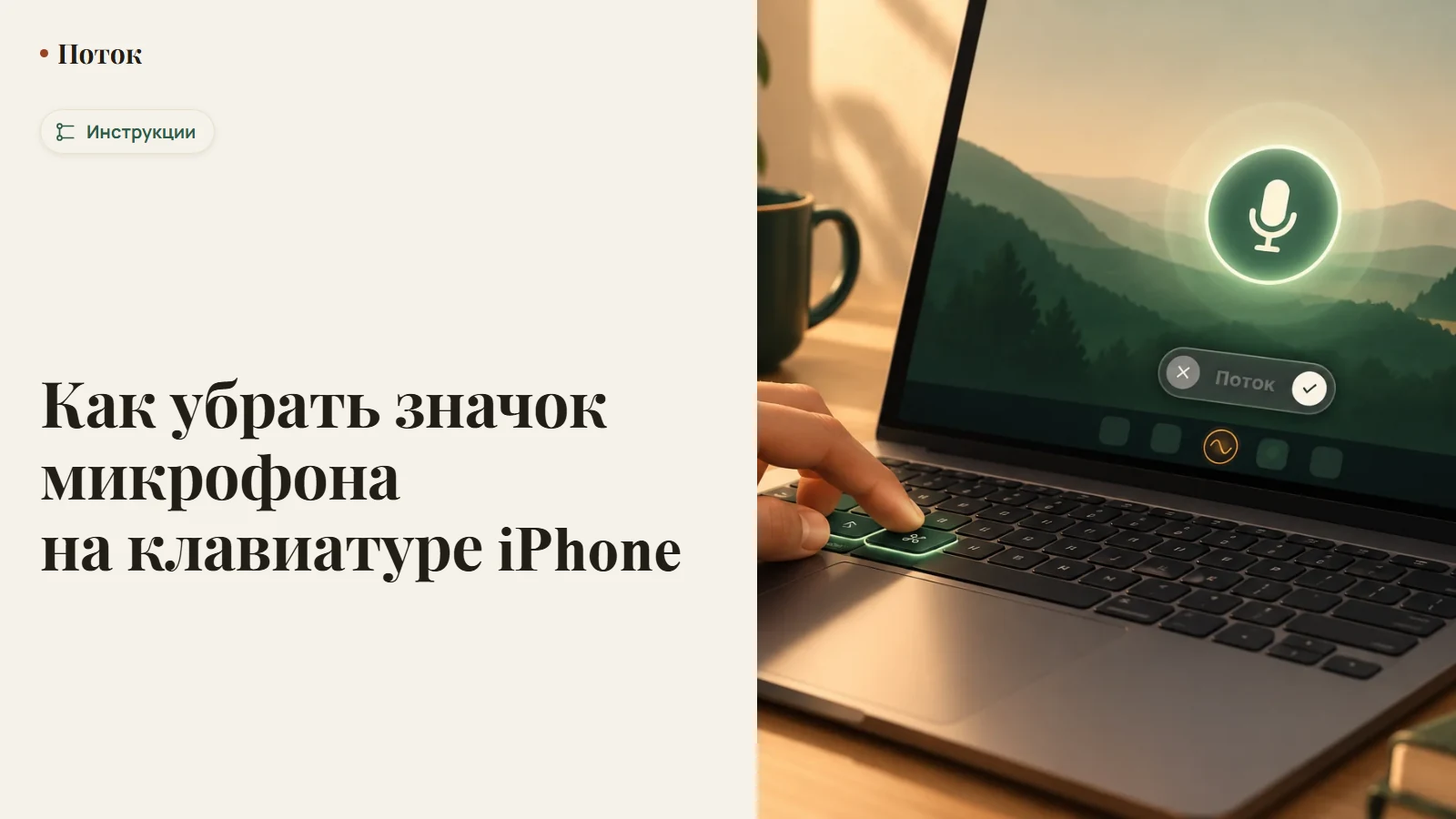 Как убрать значок микрофона на клавиатуре iPhone