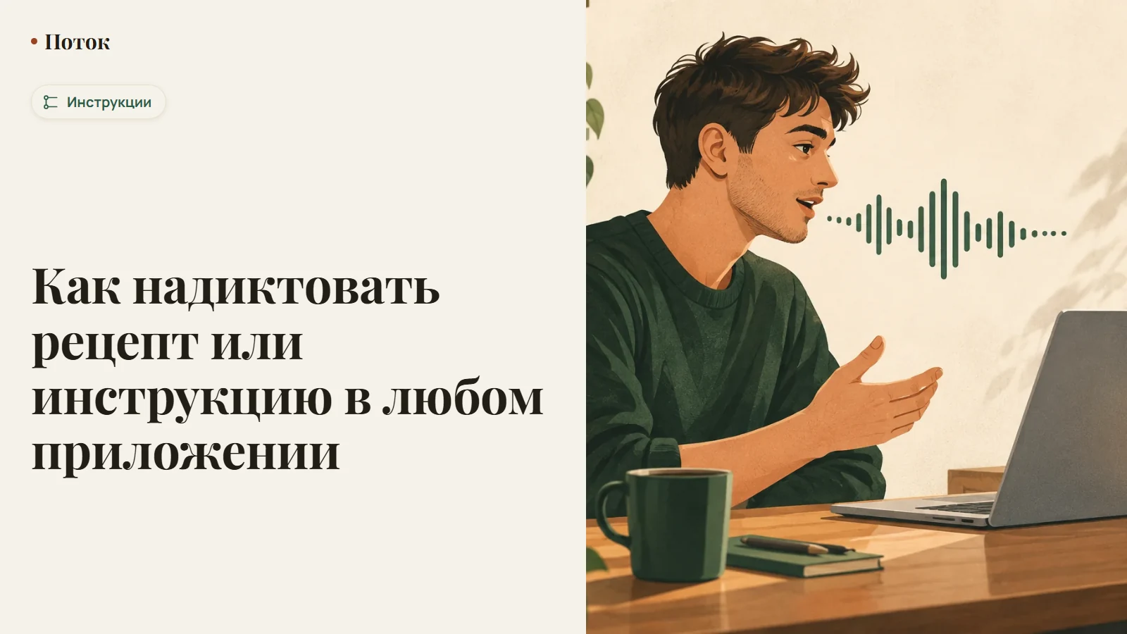 Как надиктовать рецепт или инструкцию в любом приложении