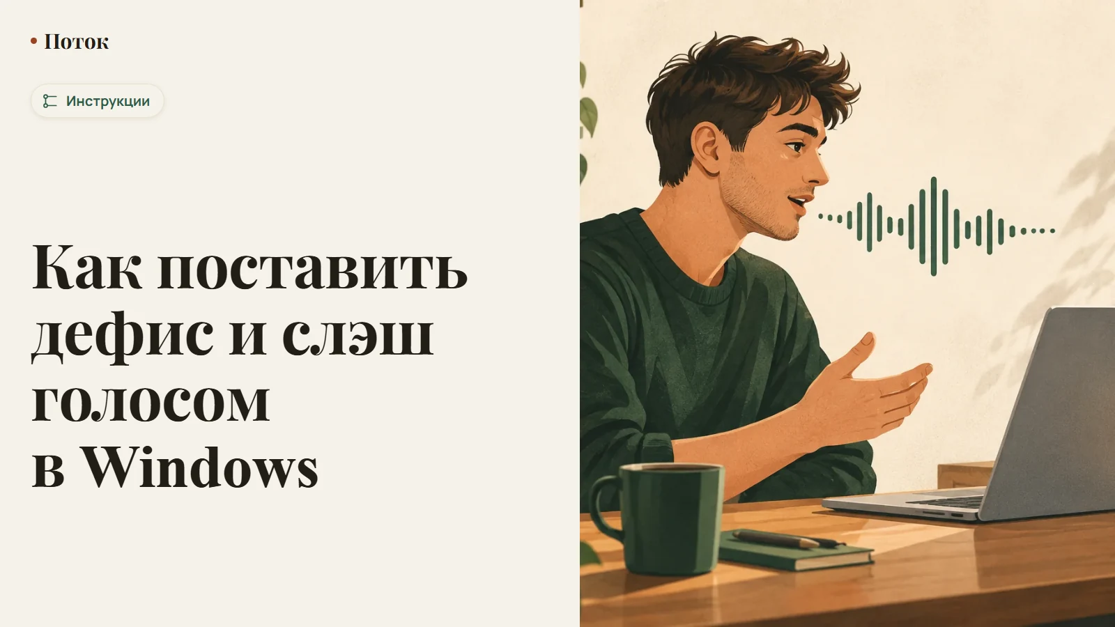 Как поставить дефис и слэш голосом в Windows