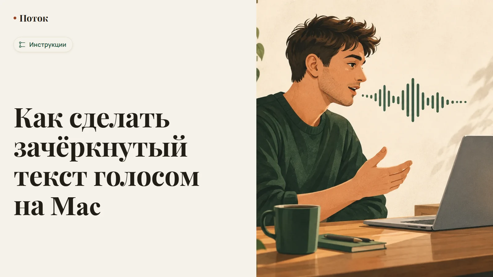 Как сделать зачёркнутый текст голосом на Mac