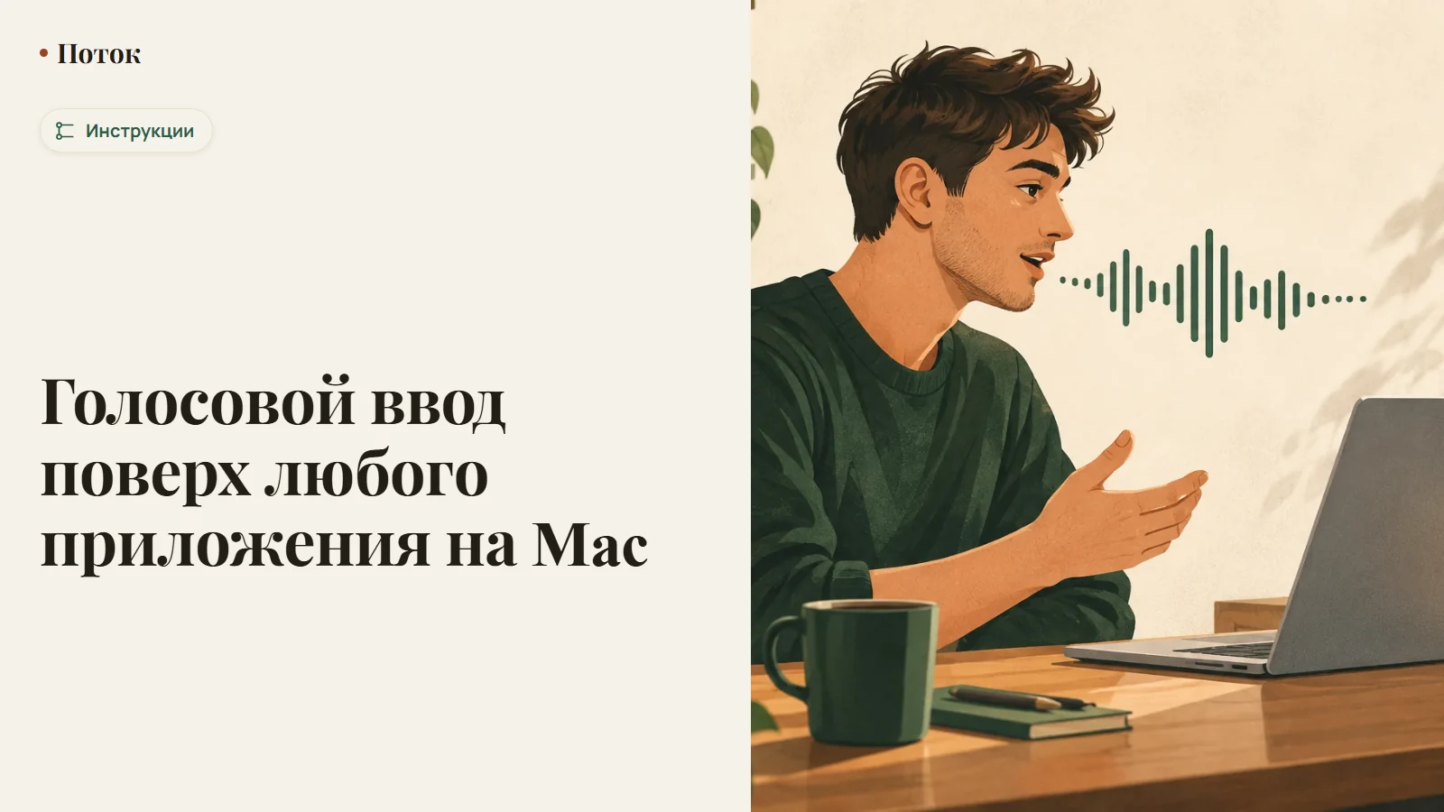 Голосовой ввод поверх любого приложения на Mac