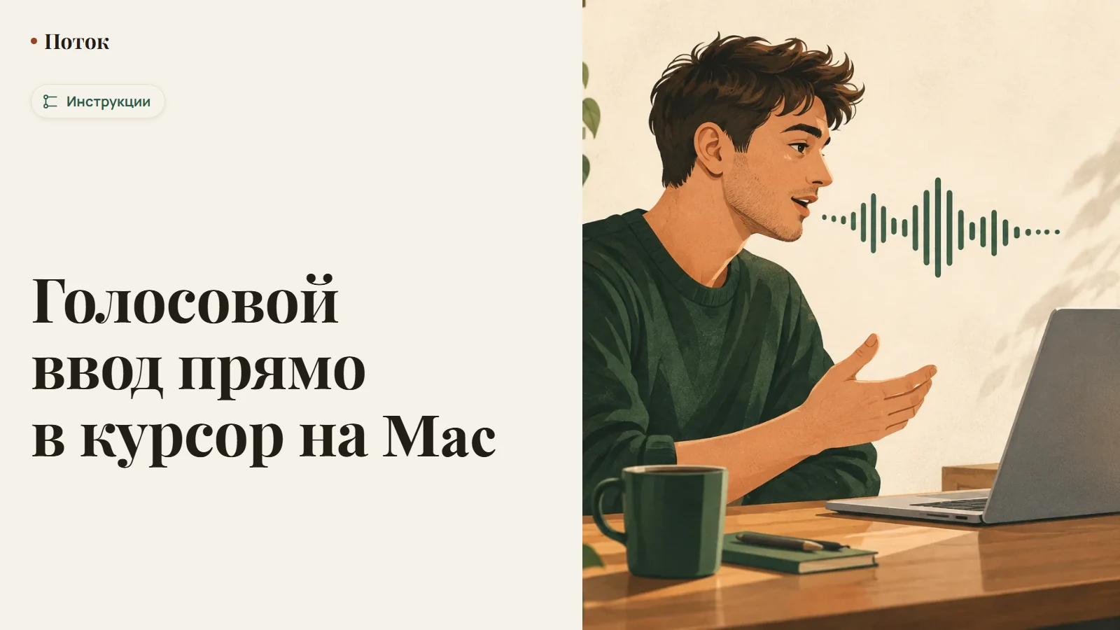 Голосовой ввод прямо в курсор на Mac