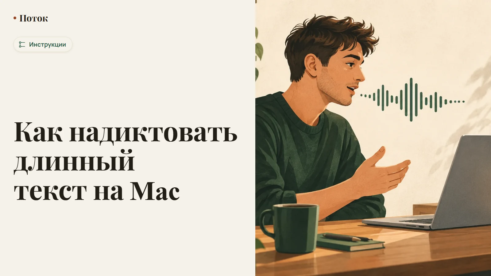 Как надиктовать длинный текст на Mac