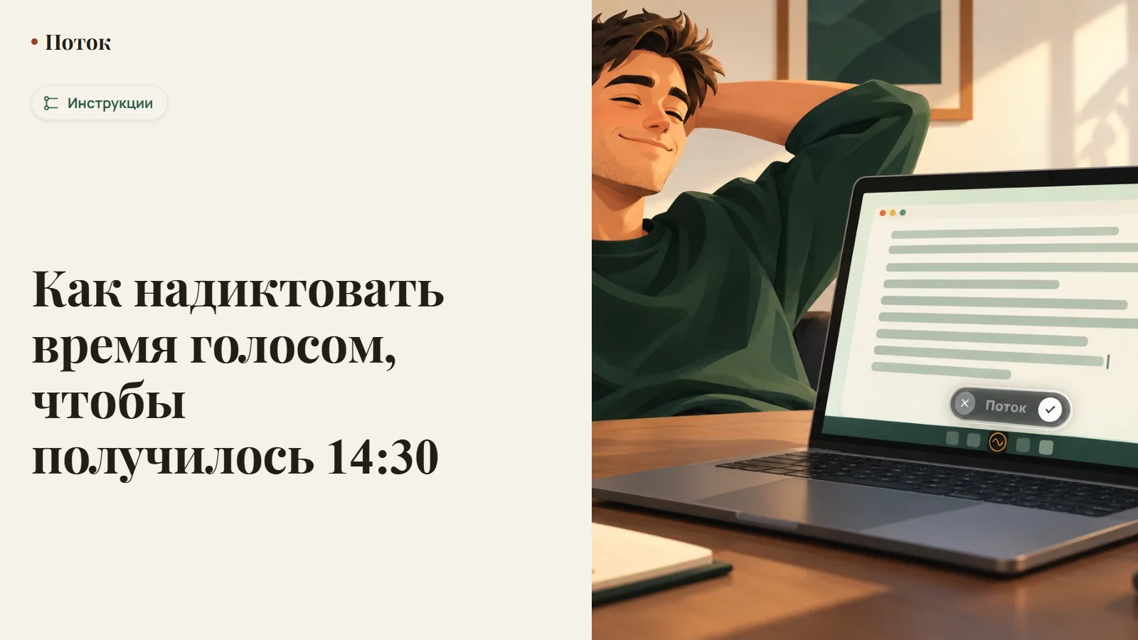 Как надиктовать время голосом, чтобы получилось 14:30