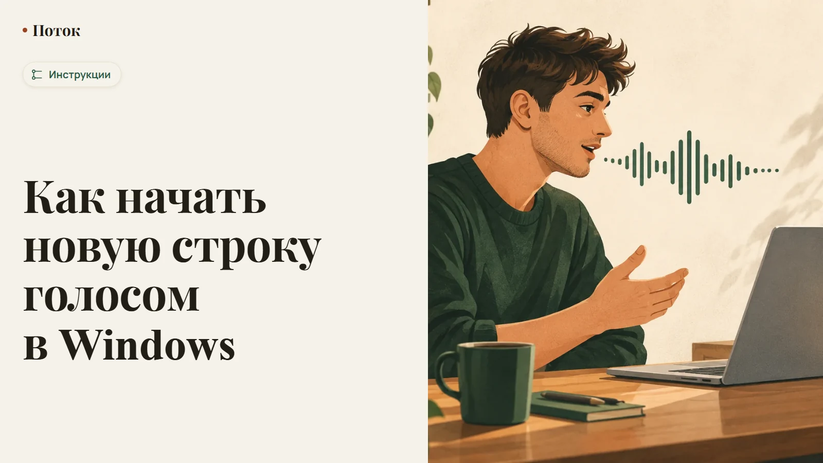 Как начать новую строку голосом в Windows