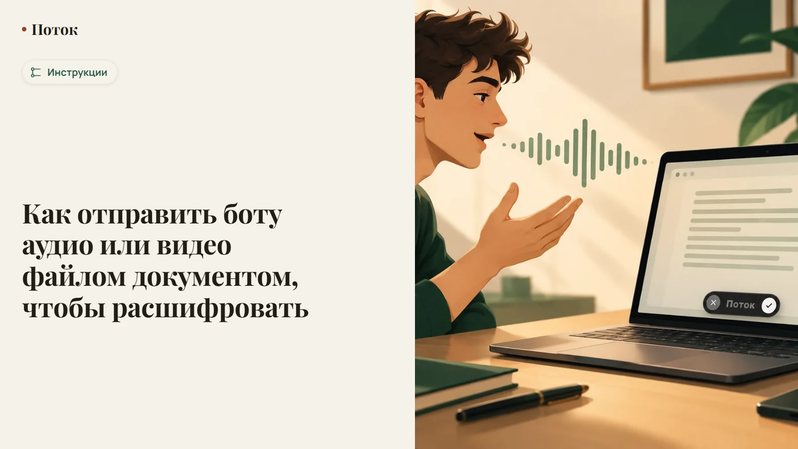Как отправить боту аудио или видео файлом документом, чтобы расшифровать