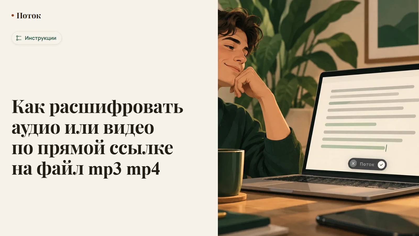 Как расшифровать аудио или видео по прямой ссылке на файл mp3 mp4