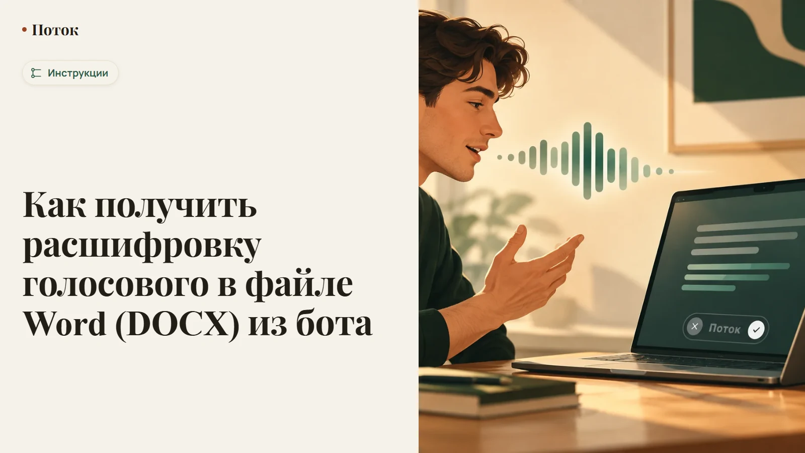 Как получить расшифровку голосового в файле Word (DOCX) из бота