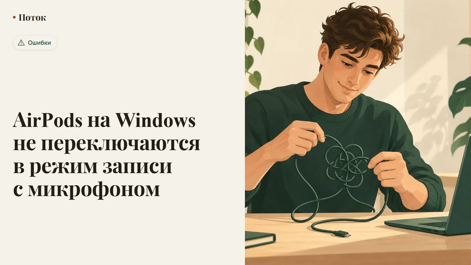 AirPods на Windows не переключаются в режим записи с микрофоном