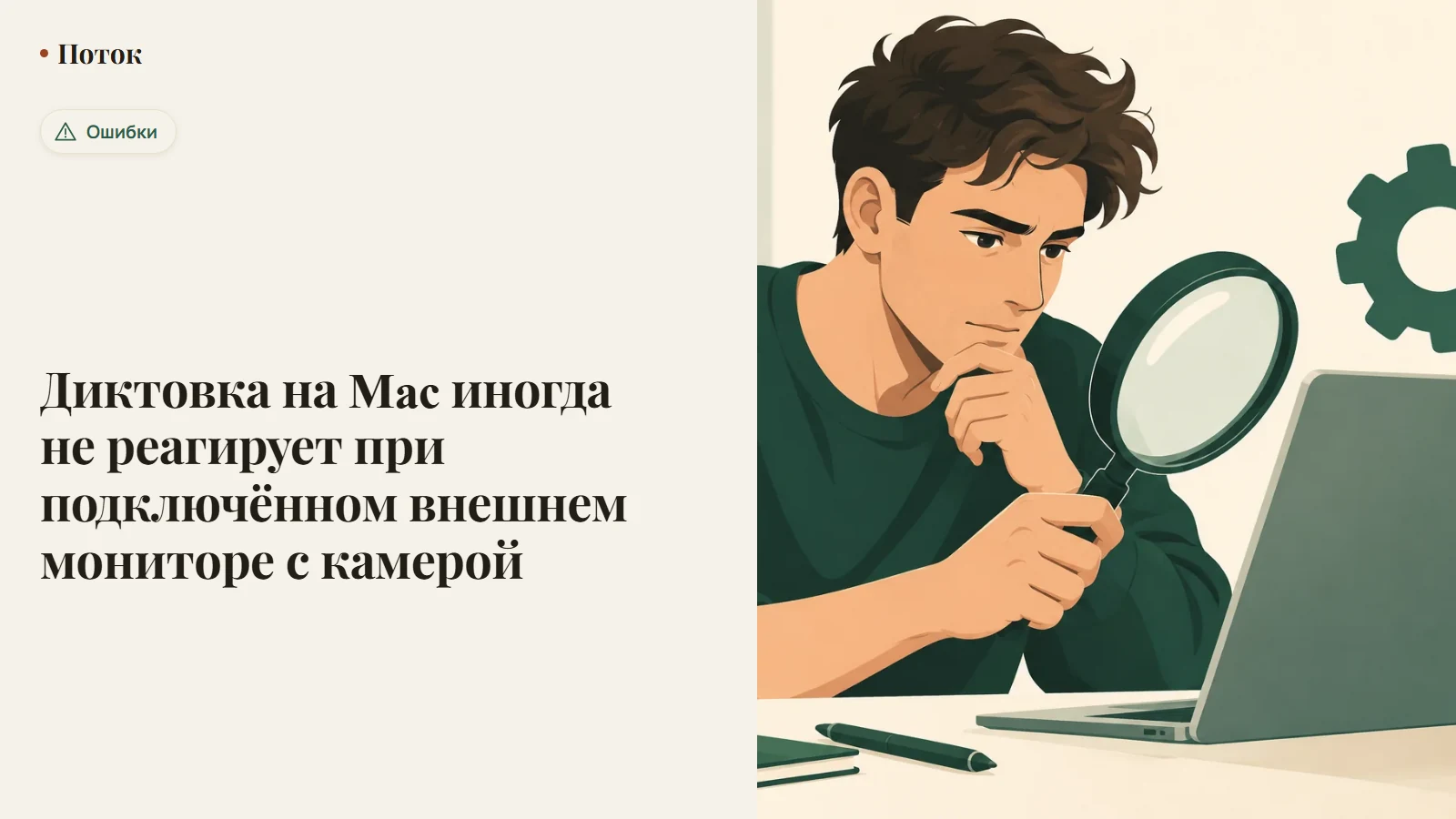 Диктовка на Mac иногда не реагирует при подключённом внешнем мониторе с камерой