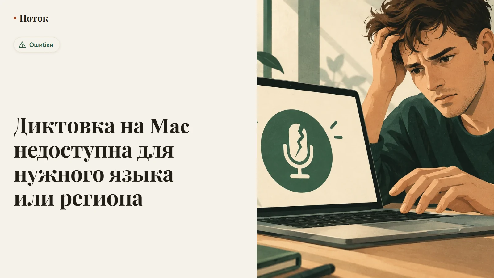 Диктовка на Mac недоступна для нужного языка или региона