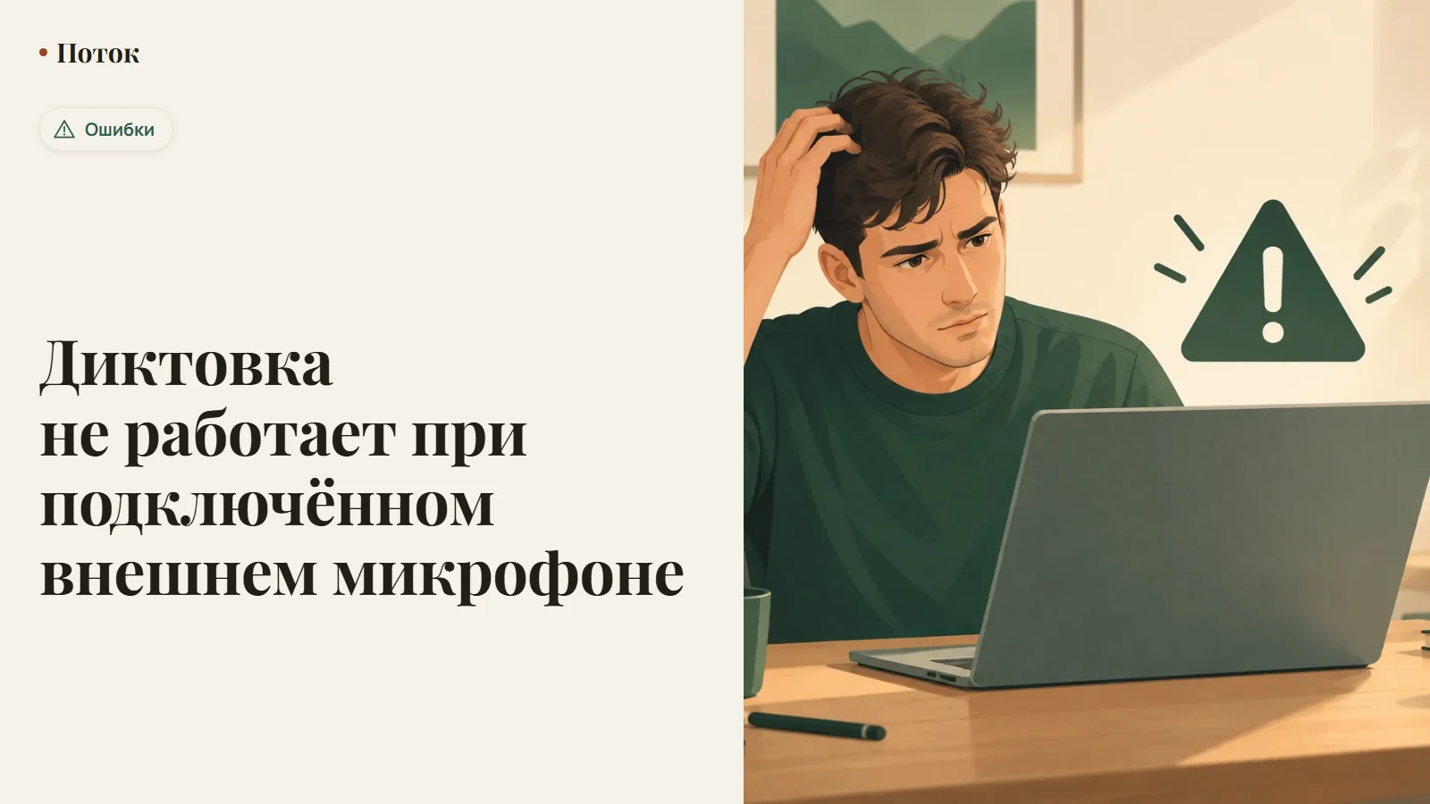 Диктовка не работает при подключённом внешнем микрофоне
