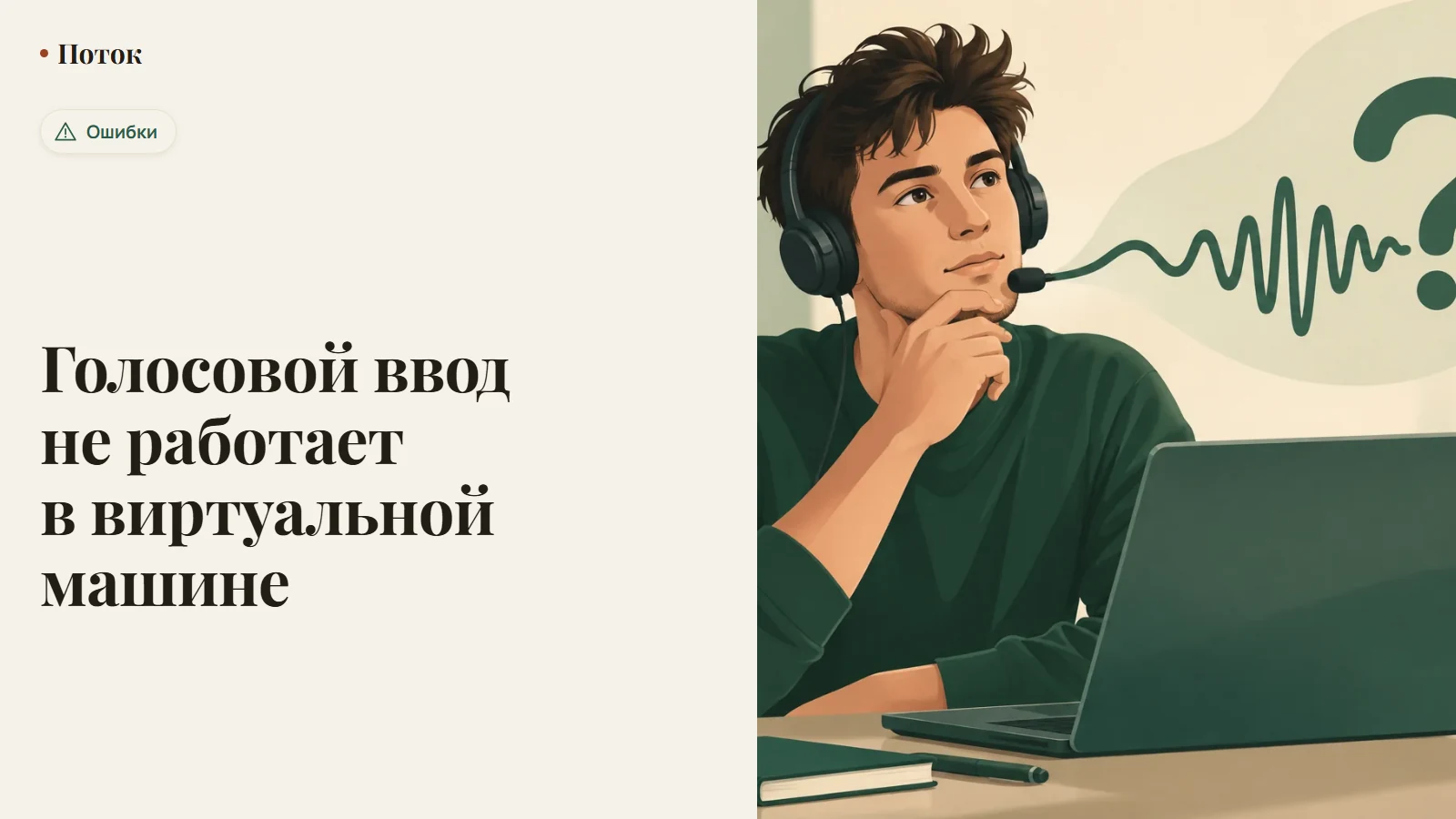 Голосовой ввод не работает в виртуальной машине