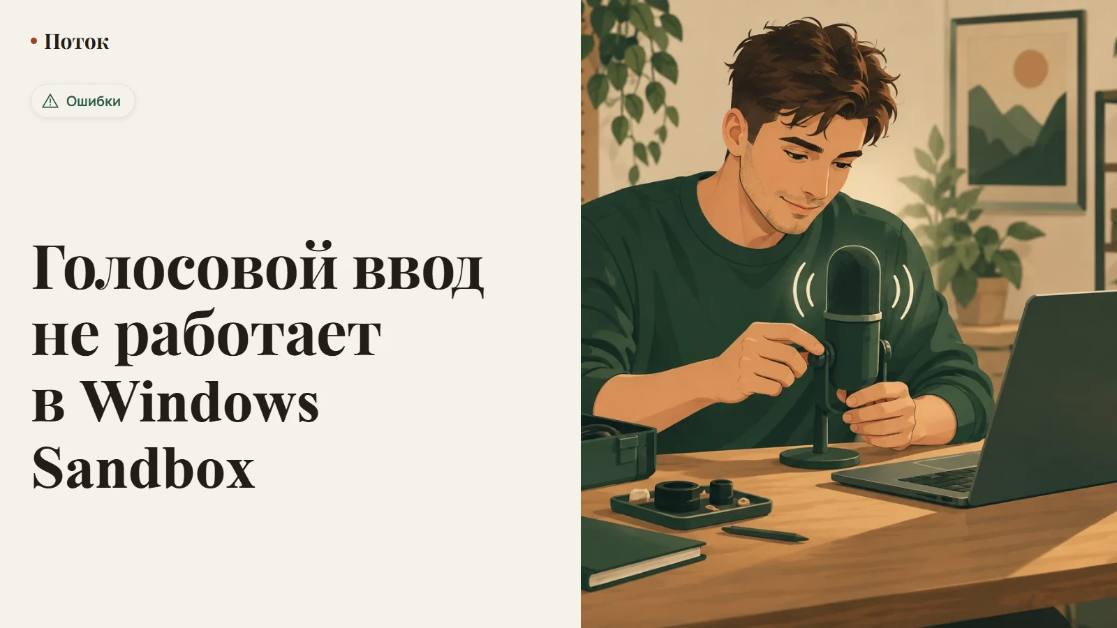 Голосовой ввод не работает в Windows Sandbox