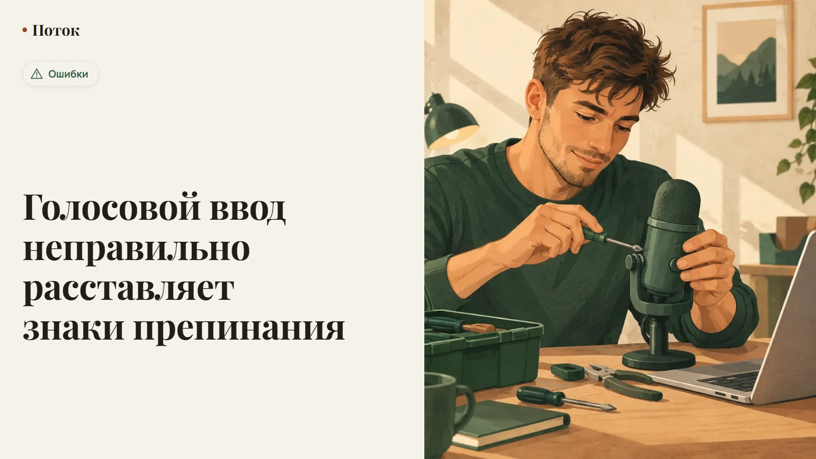 Голосовой ввод неправильно расставляет знаки препинания