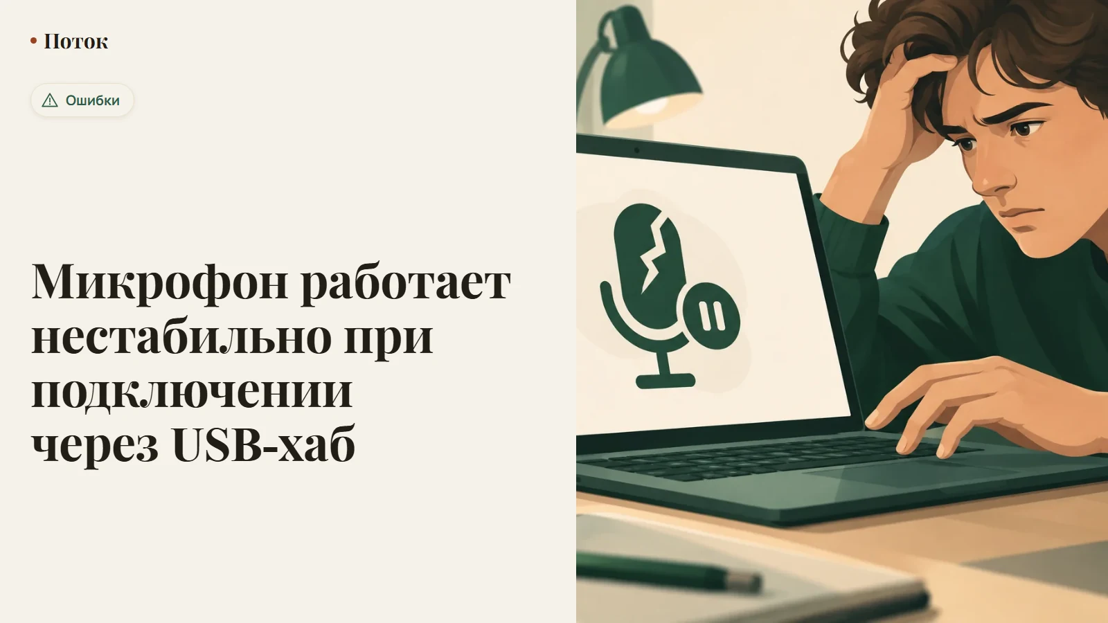 Микрофон работает нестабильно при подключении через USB-хаб