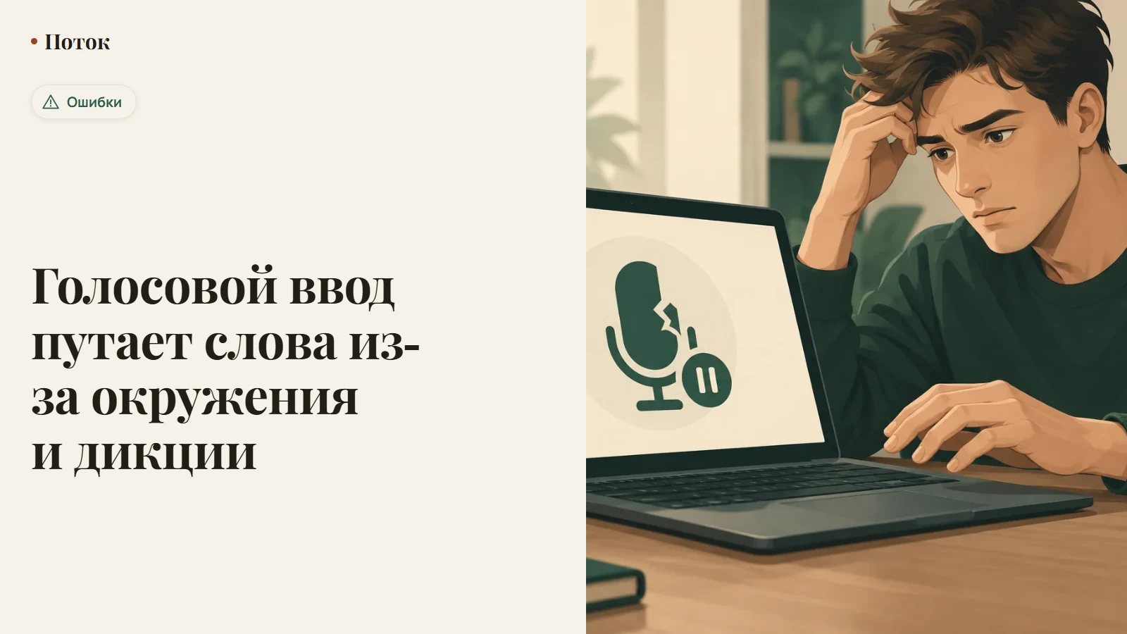 Голосовой ввод путает слова из-за окружения и дикции