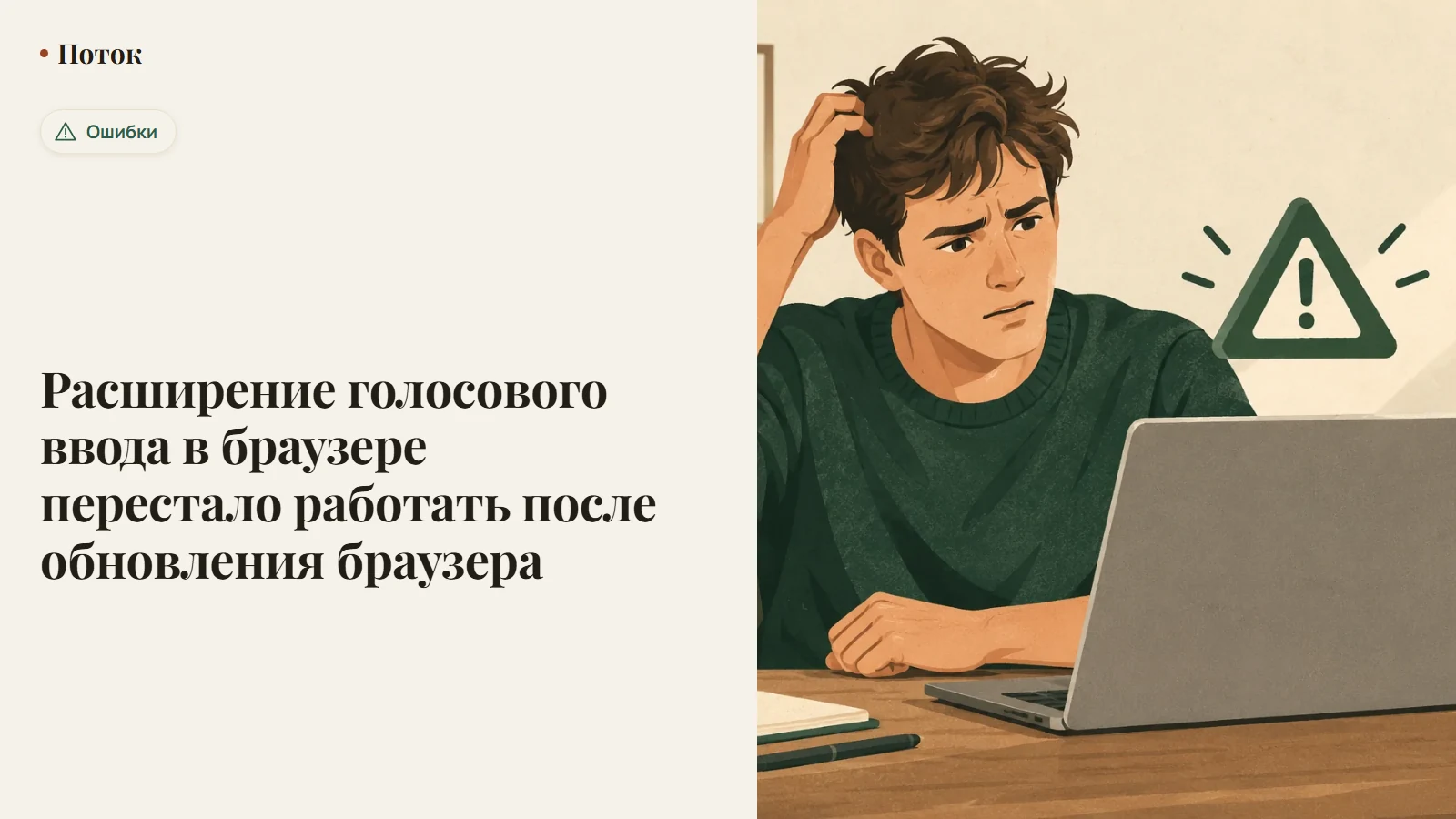Расширение голосового ввода в браузере перестало работать после обновления браузера