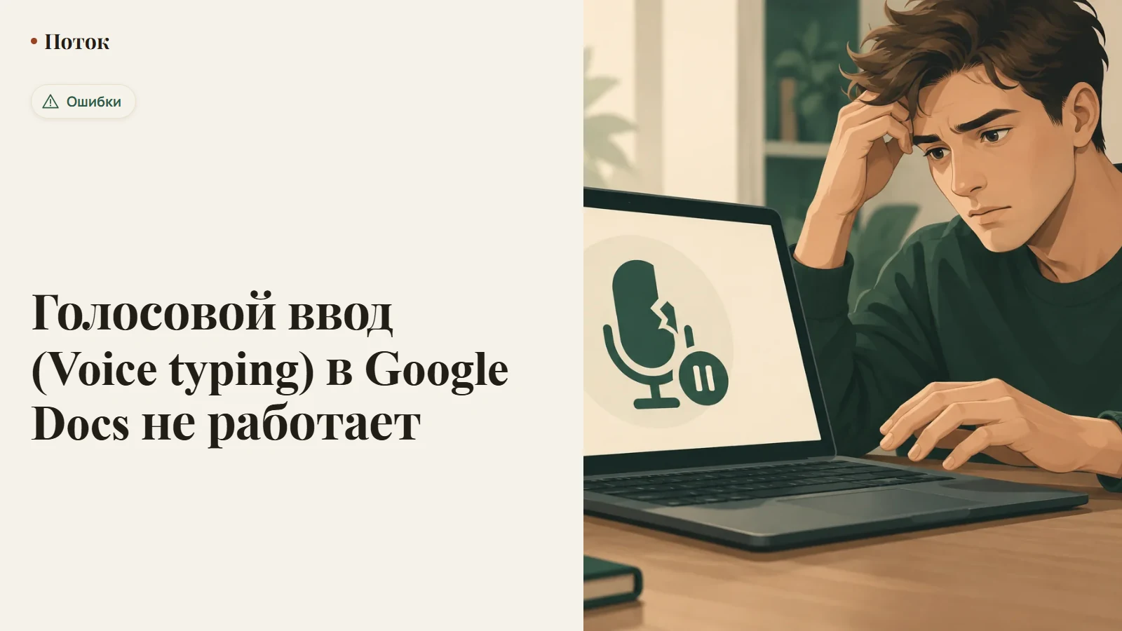 Голосовой ввод (Voice typing) в Google Docs не работает
