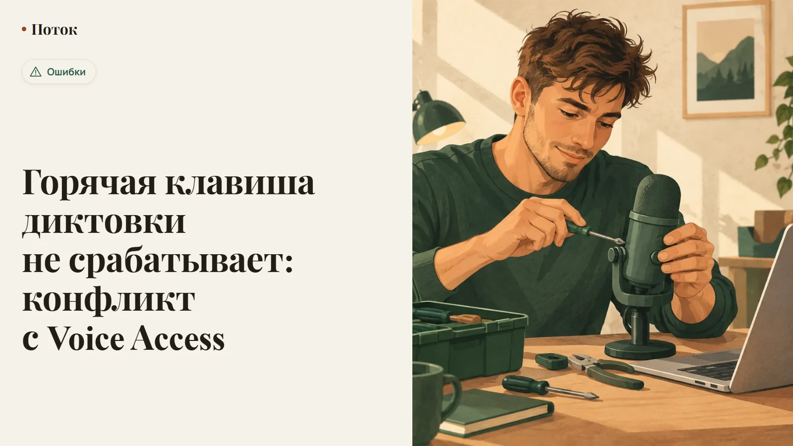 Горячая клавиша диктовки не срабатывает: конфликт с Voice Access
