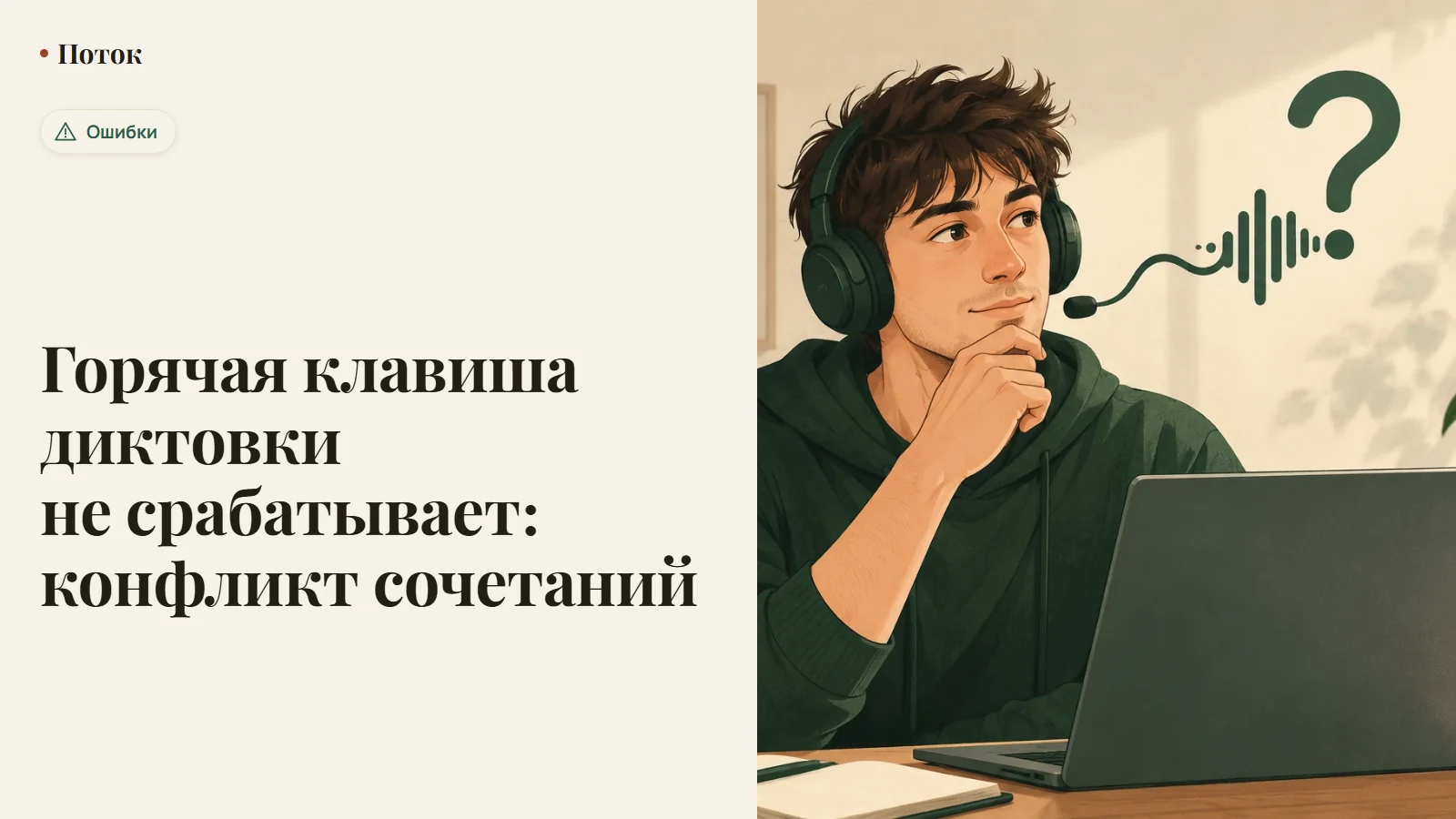 Горячая клавиша диктовки не срабатывает: конфликт сочетаний