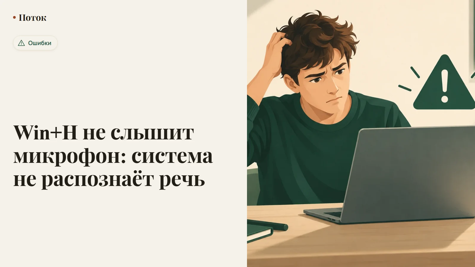 Win+H не слышит микрофон: система не распознаёт речь