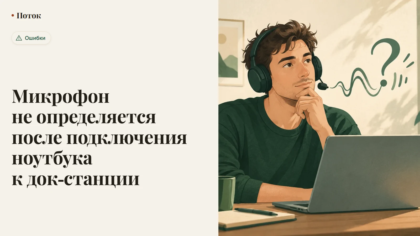 Микрофон не определяется после подключения ноутбука к док-станции