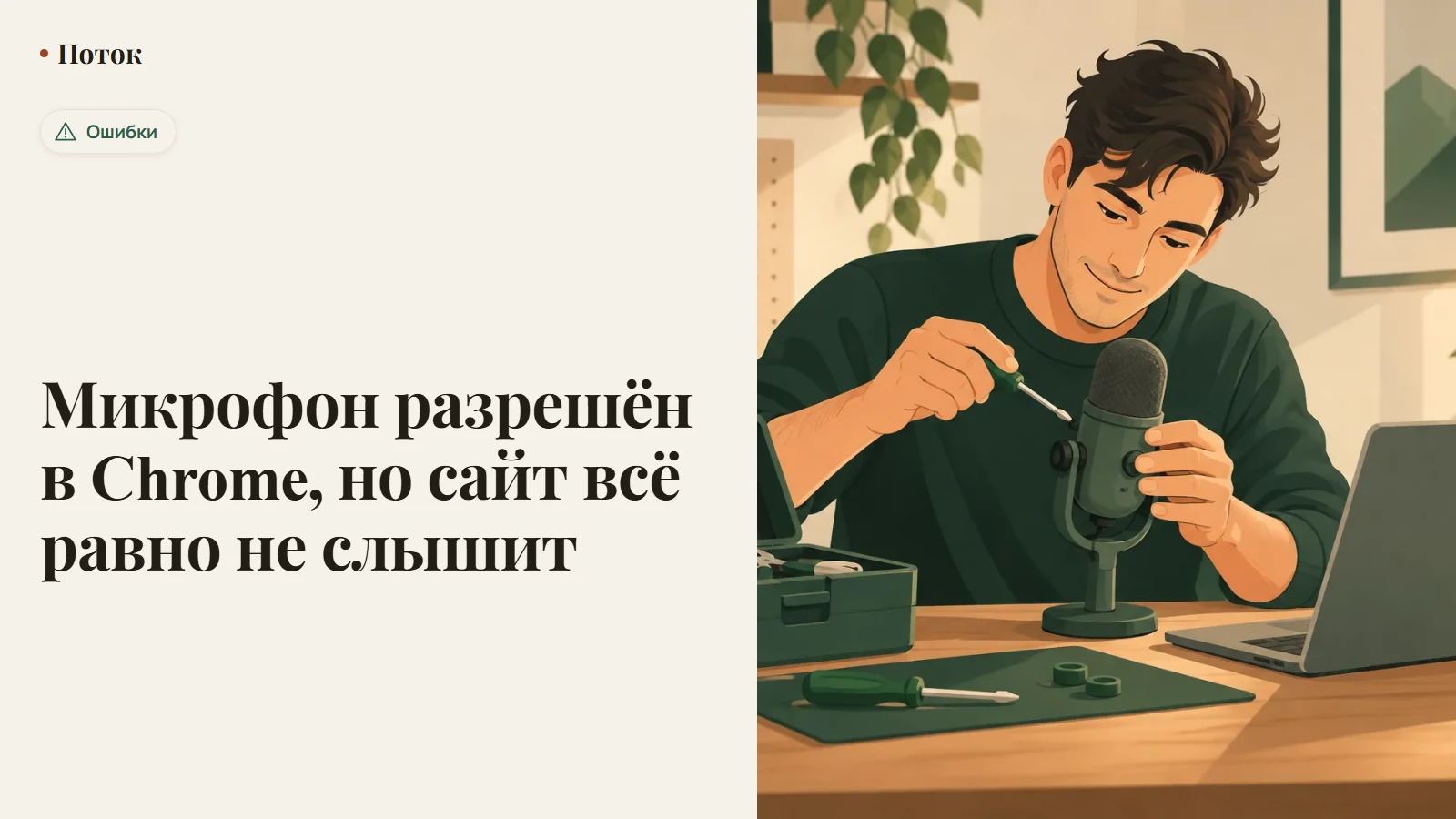 Микрофон разрешён в Chrome, но сайт всё равно не слышит
