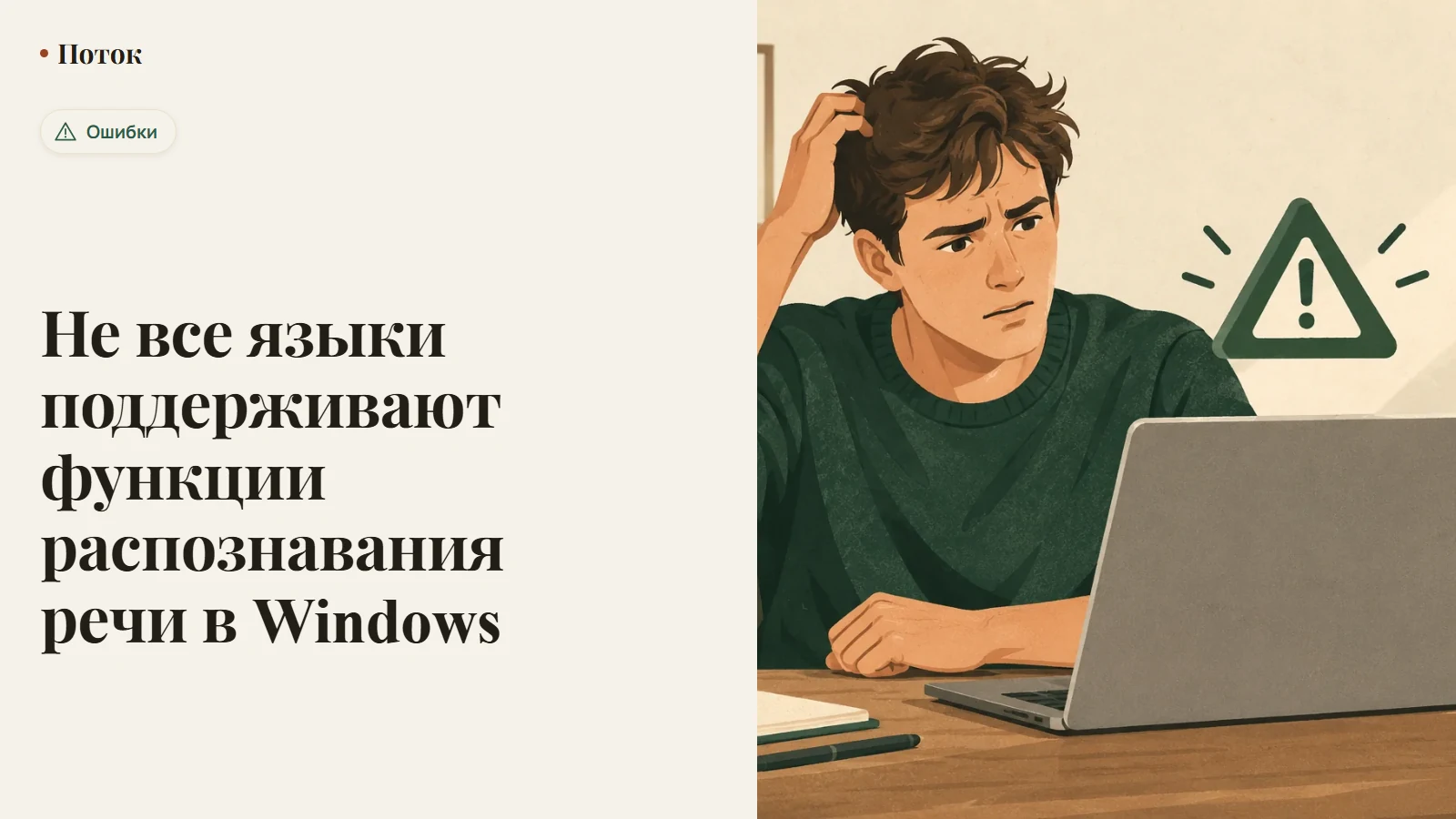 Не все языки поддерживают функции распознавания речи в Windows