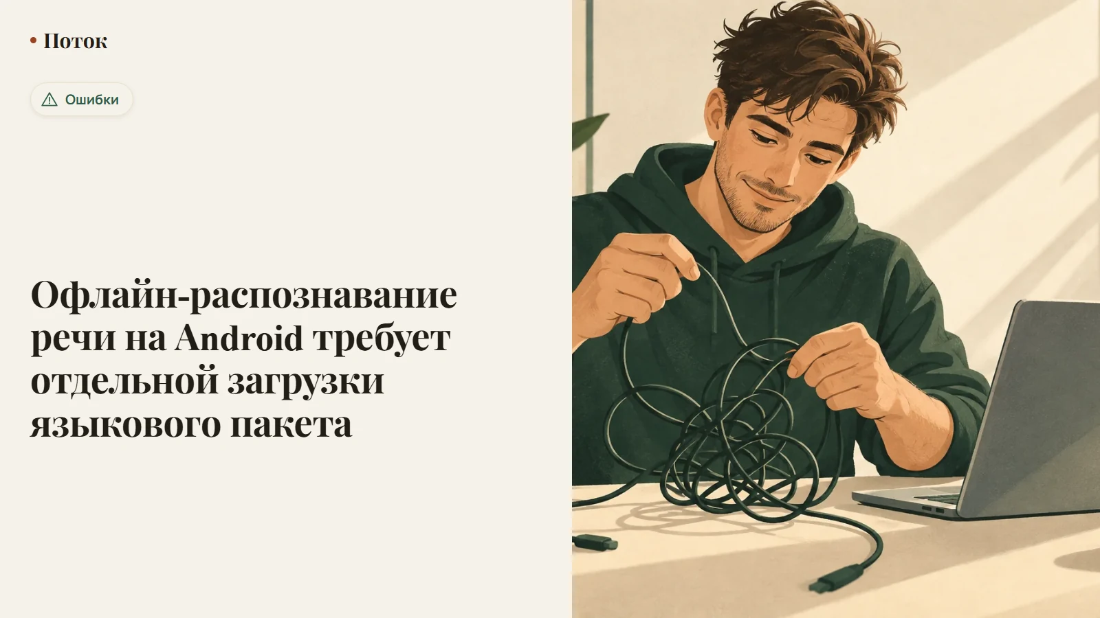 Офлайн-распознавание речи на Android требует отдельной загрузки языкового пакета