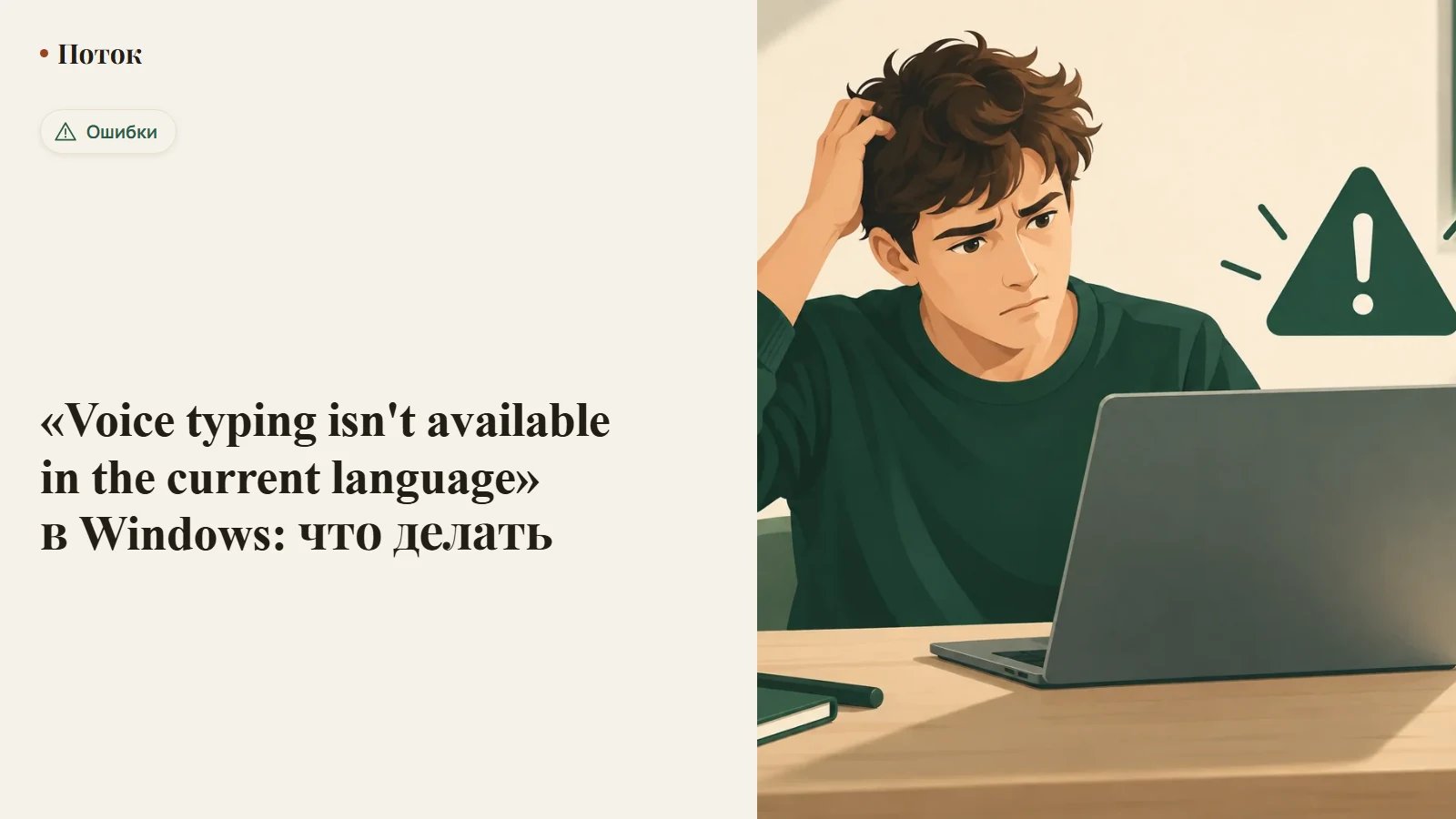 «Voice typing isn't available in the current language» в Windows: что делать