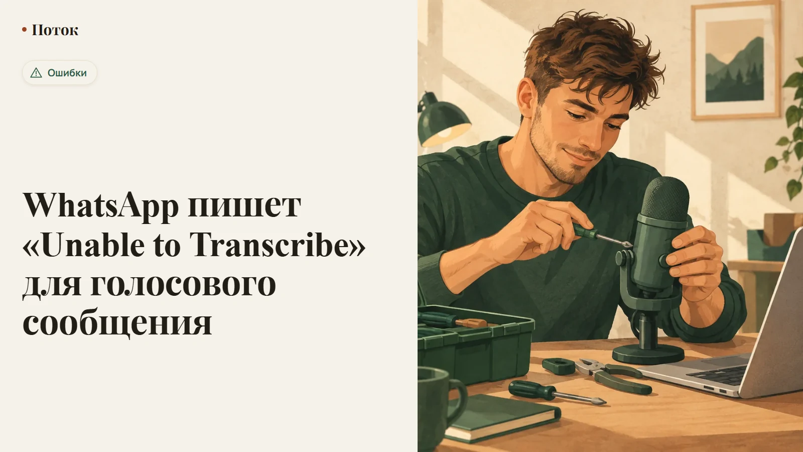 WhatsApp пишет «Unable to Transcribe» для голосового сообщения