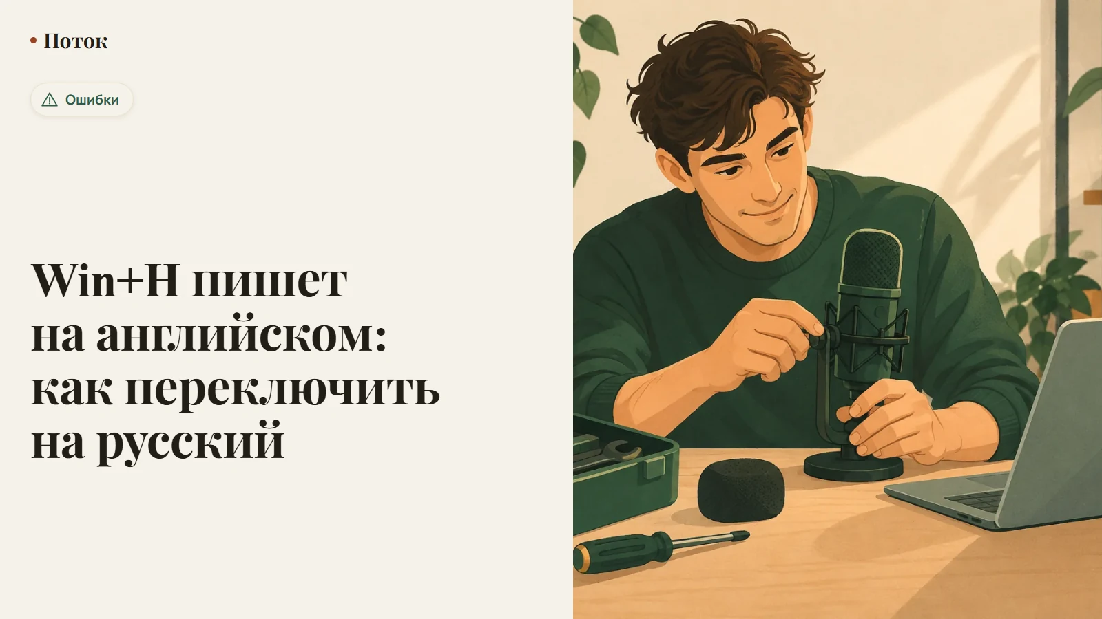 Win+H пишет на английском: как переключить на русский