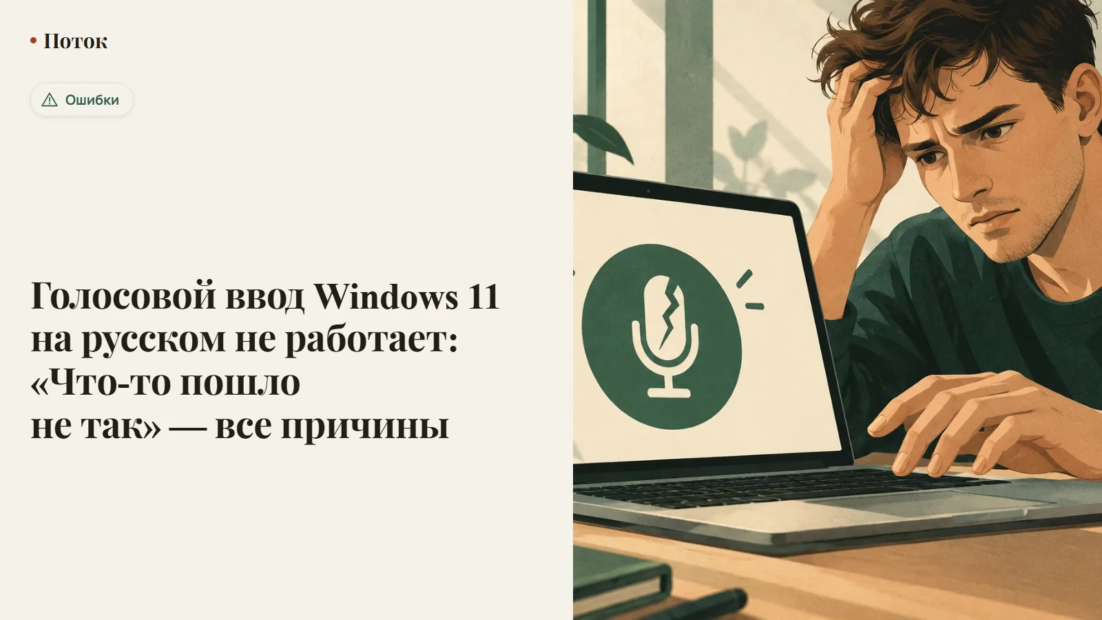 Голосовой ввод Windows 11 на русском не работает: «Что-то пошло не так» — все причины