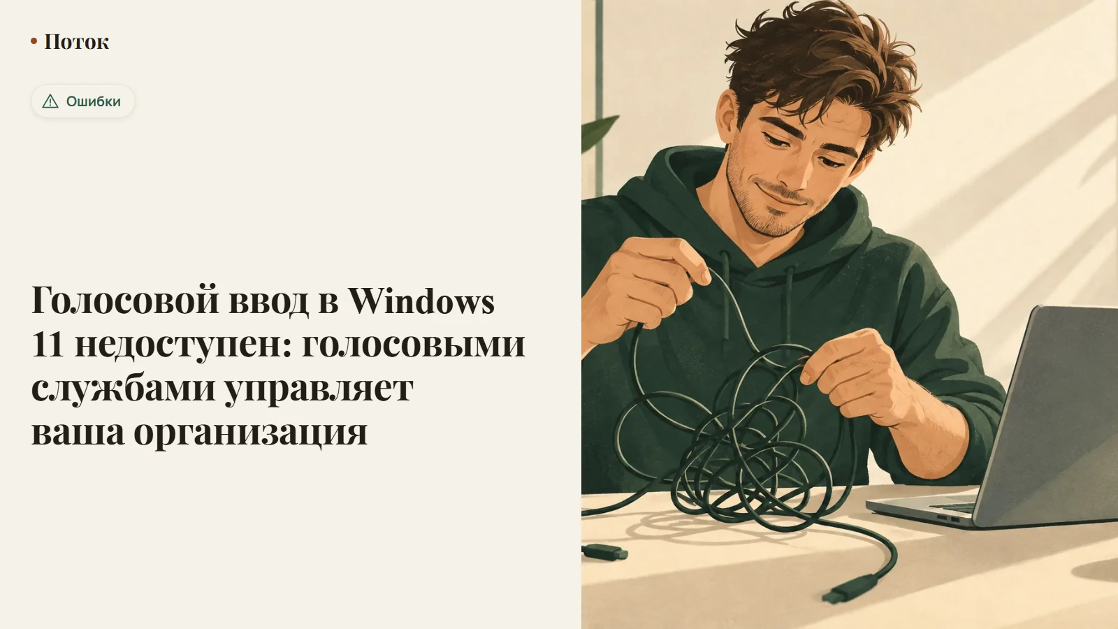 Голосовой ввод в Windows 11 недоступен: голосовыми службами управляет ваша организация