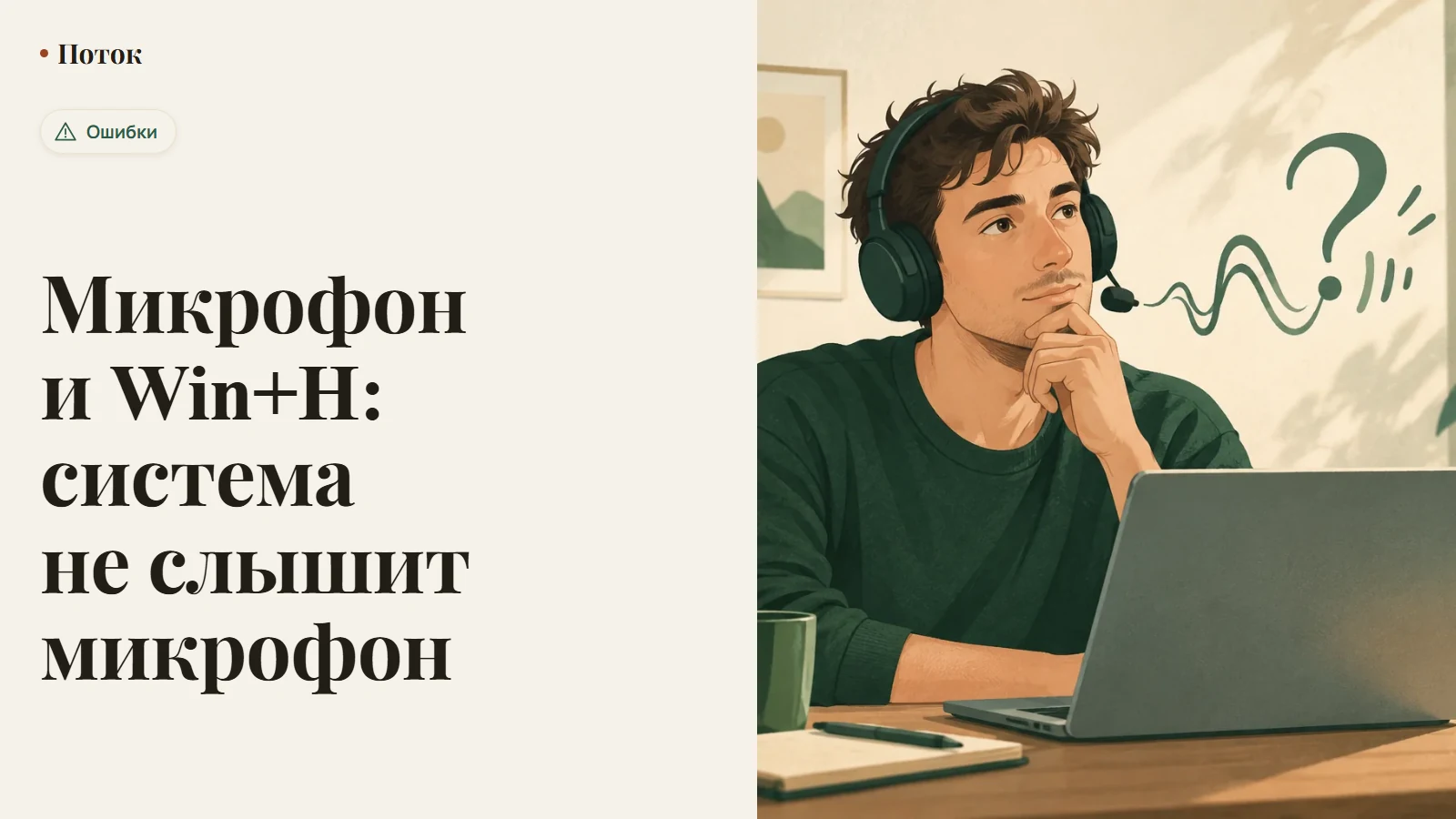 Микрофон и Win+H: система не слышит микрофон